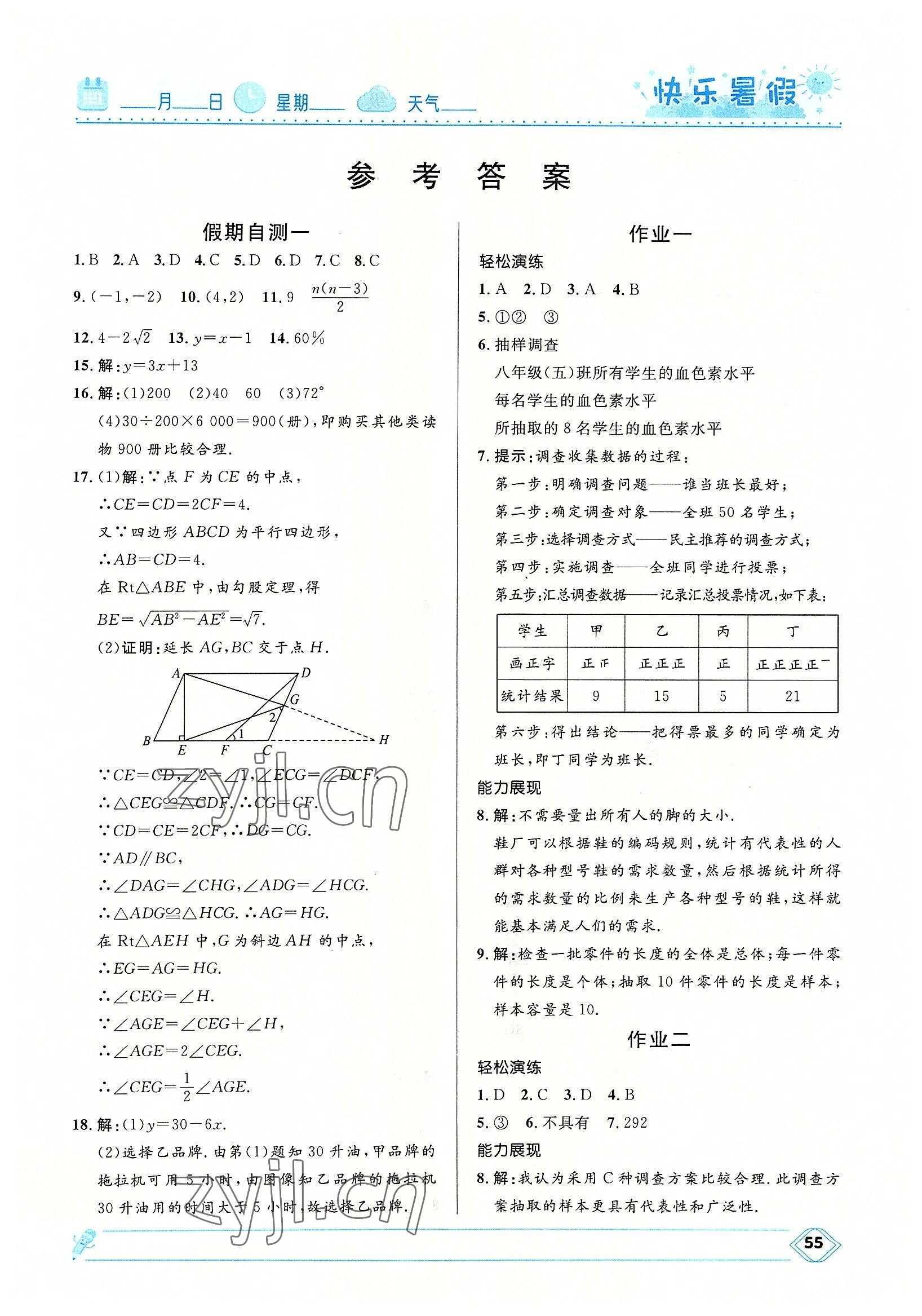 2022年赢在起跑线中学生快乐暑假八年级数学冀教版河北少年儿童出版社 第1页