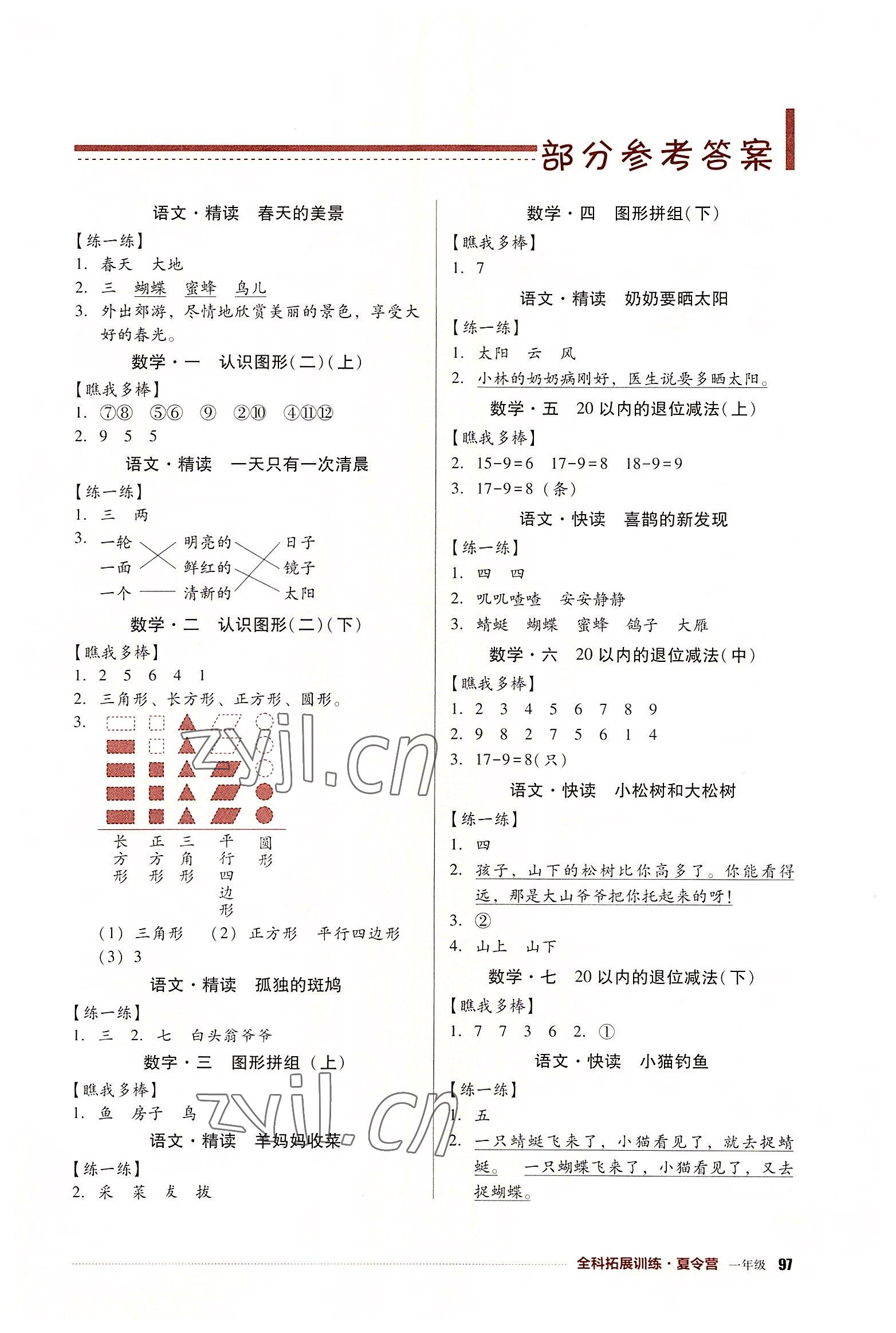 2022年全科拓展訓(xùn)練夏令營一年級 第1頁