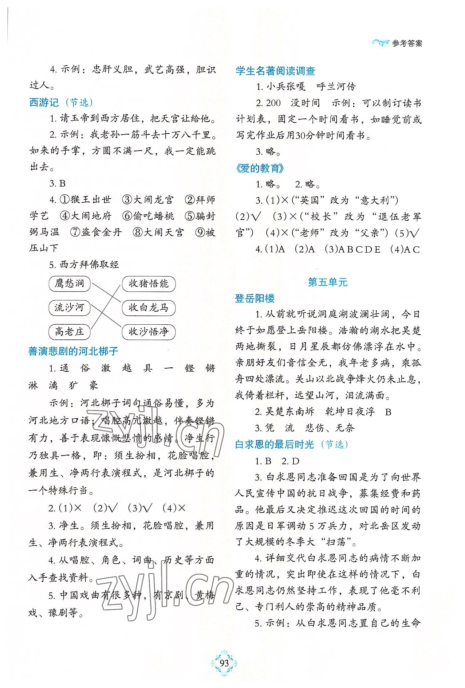 2022年1+1暑假作业五年级读写 参考答案第2页