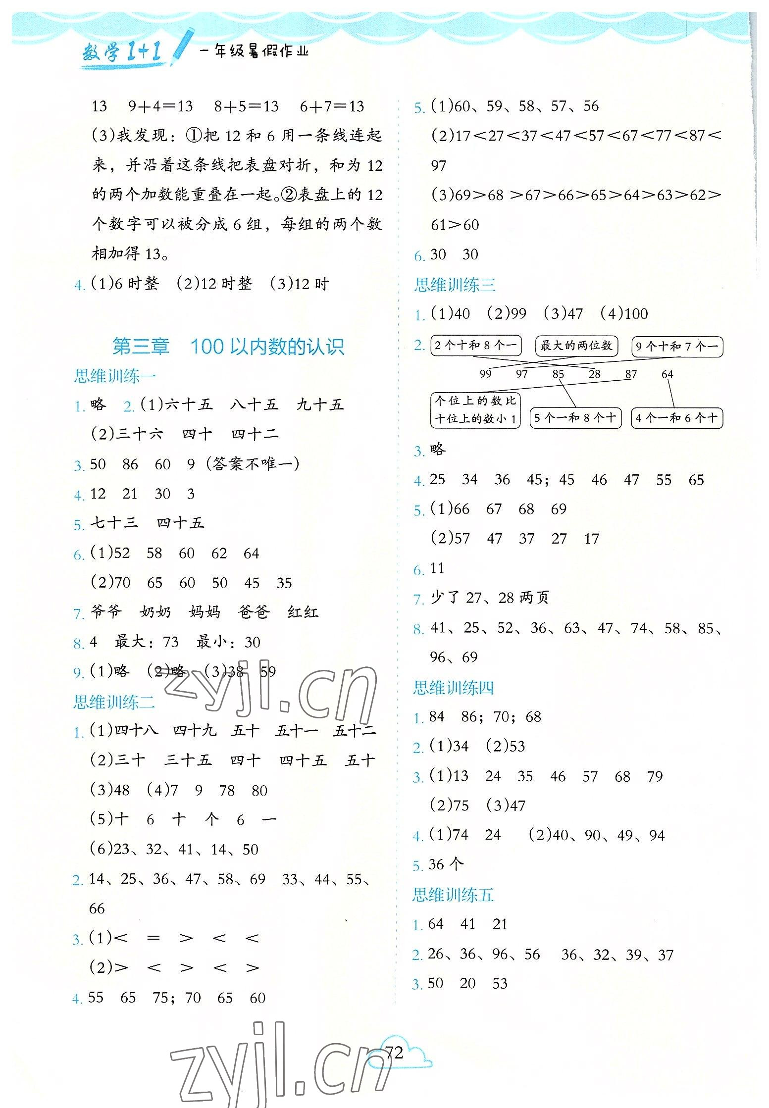 2022年1+1暑假作业一年级数学 第2页