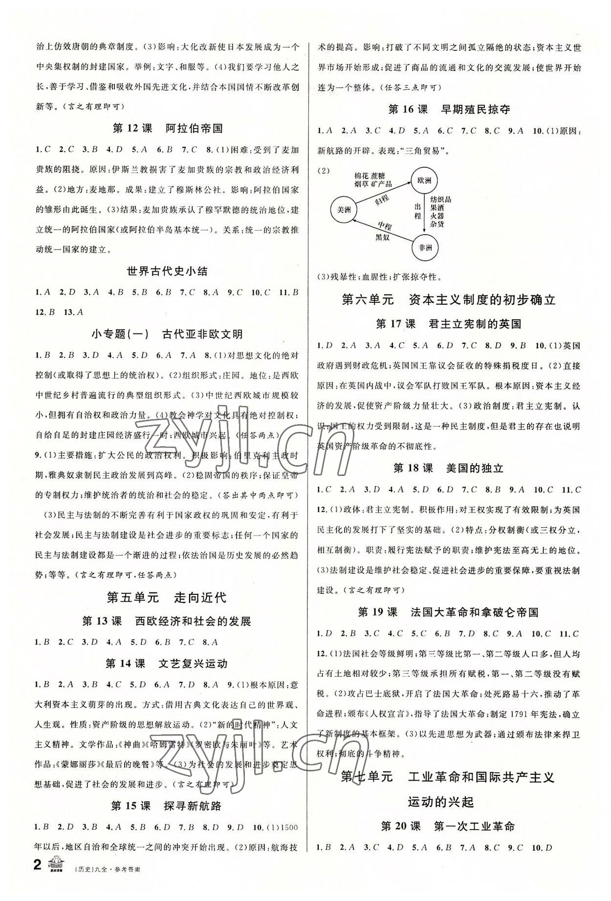 2022年名校課堂九年級(jí)歷史全一冊(cè)人教版 第2頁(yè)