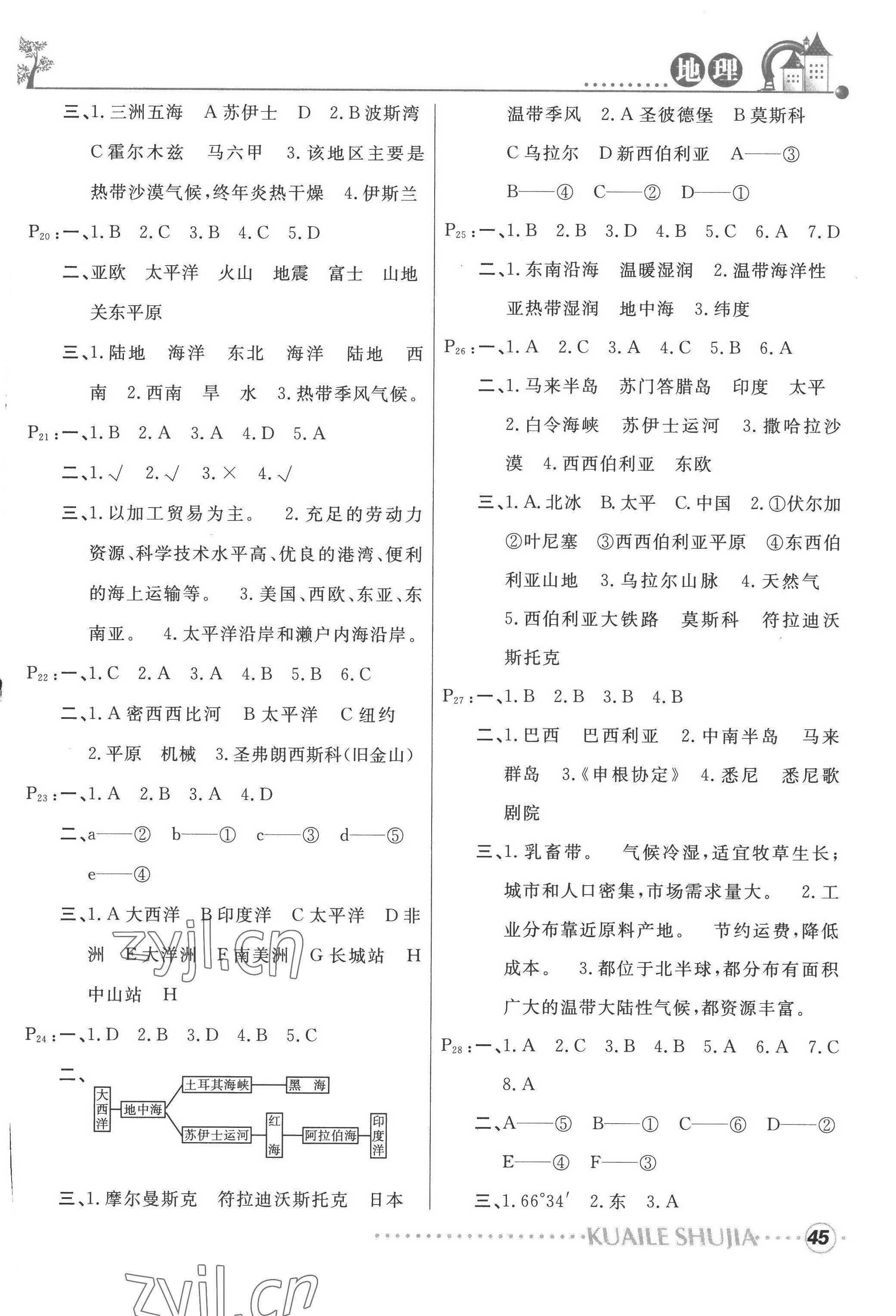 2022年快樂(lè)暑假甘肅教育出版社七年級(jí)道德地理人教版 參考答案第3頁(yè)