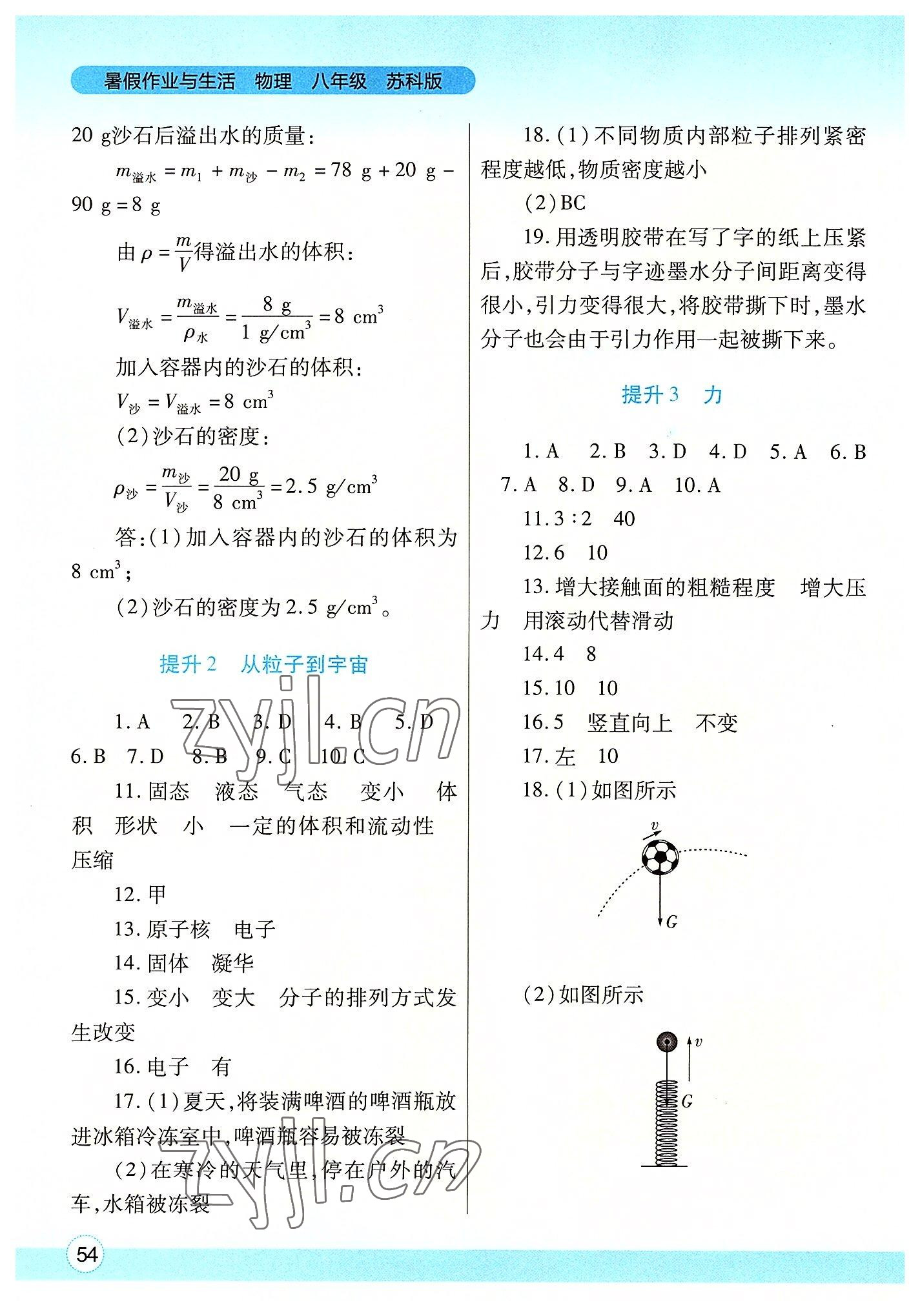 2022年暑假作业与生活八年级物理苏科版陕西师范大学出版总社有限公司 第2页