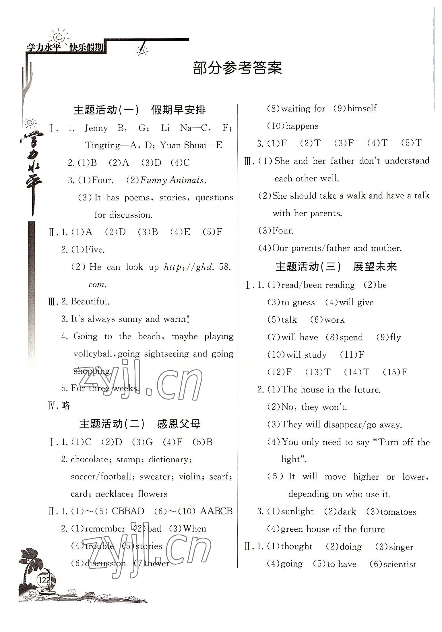 2022年學(xué)力水平快樂假期暑假八年級(jí)英語(yǔ)人教版 參考答案第1頁(yè)