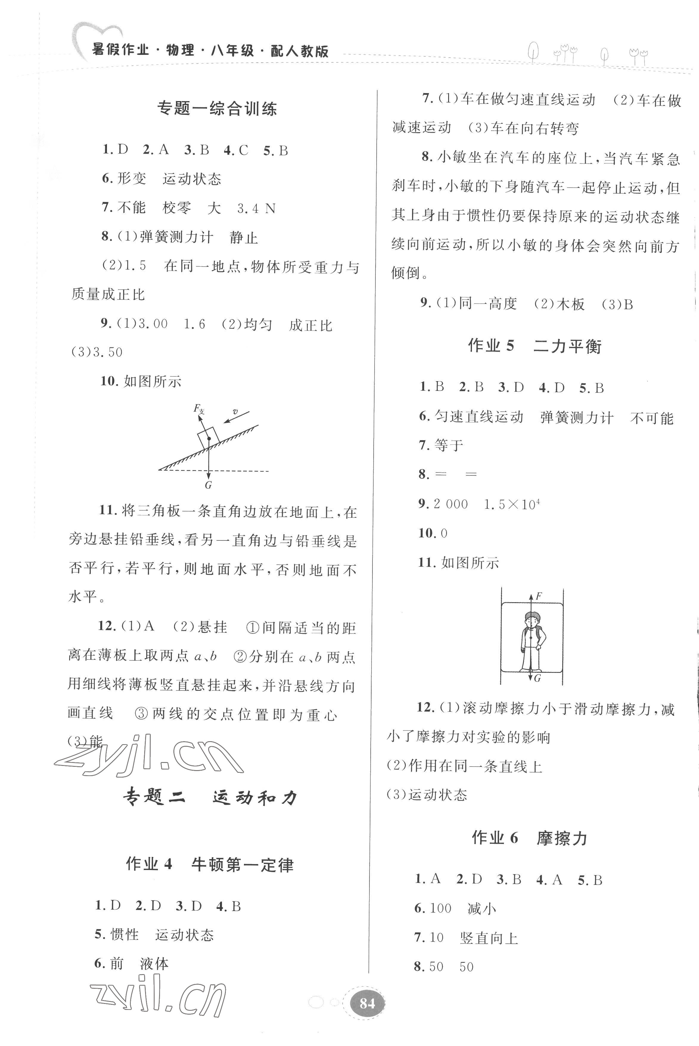 2022年暑假作業(yè)八年級物理人教版貴州人民出版社 第2頁