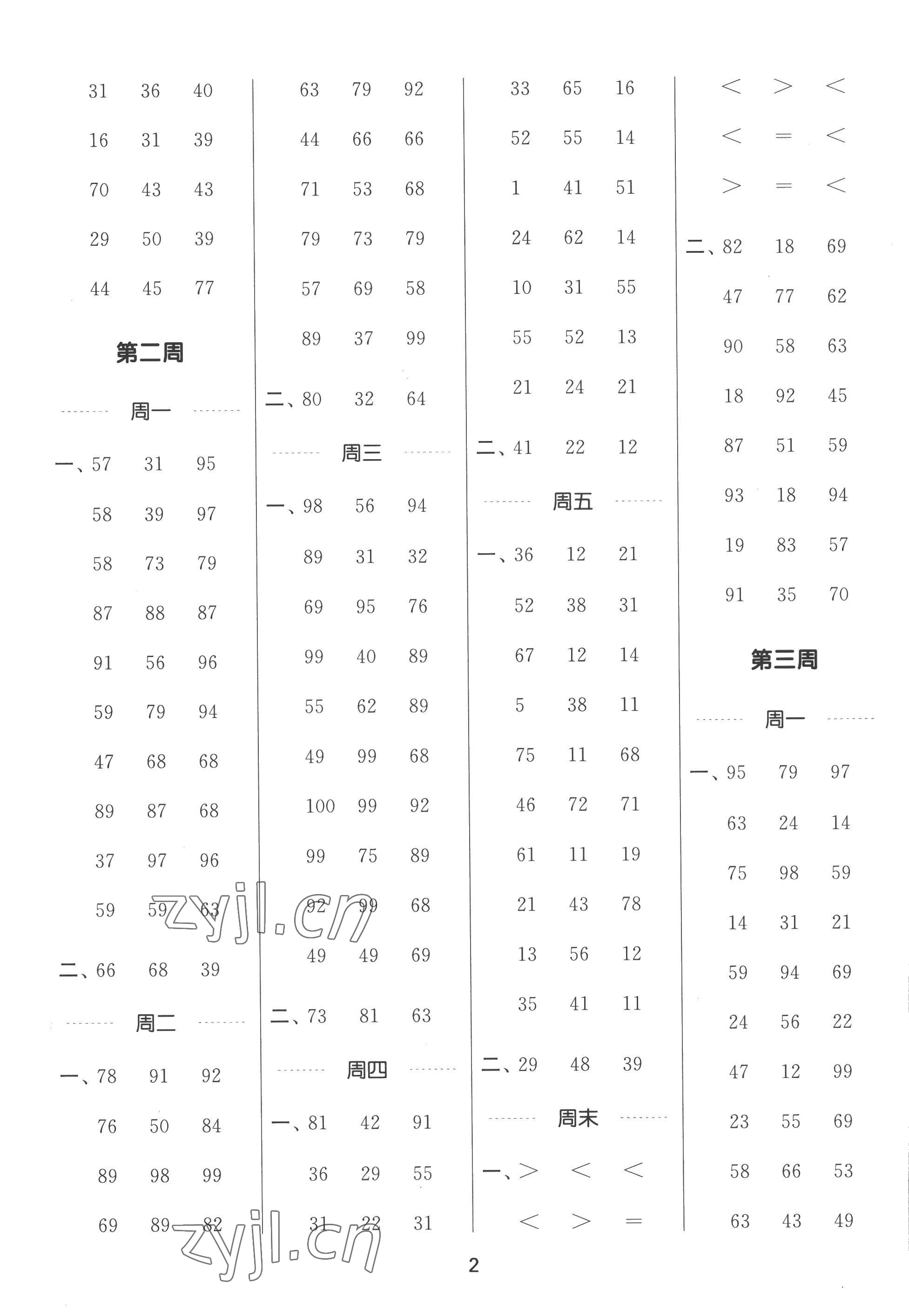 2022年通城學(xué)典計(jì)算能手二年級(jí)數(shù)學(xué)上冊(cè)人教版 第2頁(yè)