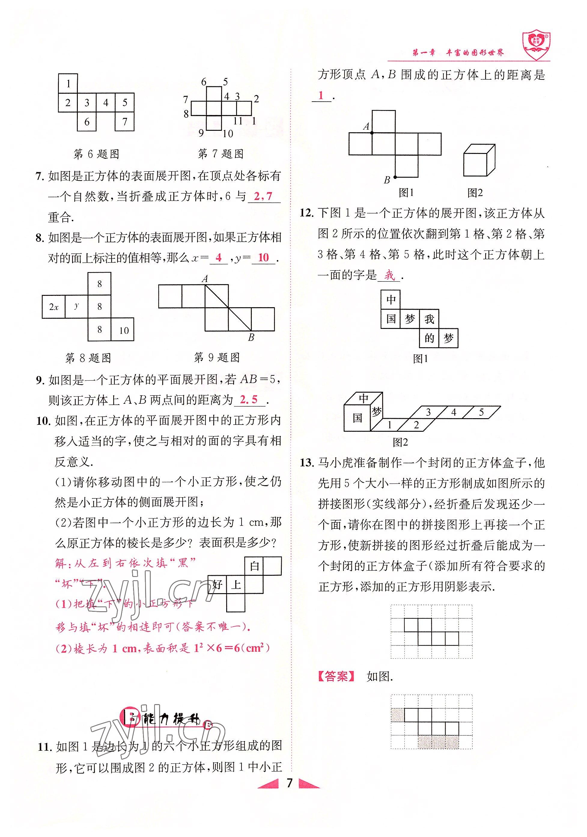 2022年指南針課堂優(yōu)化七年級數(shù)學(xué)上冊北師大版 參考答案第7頁