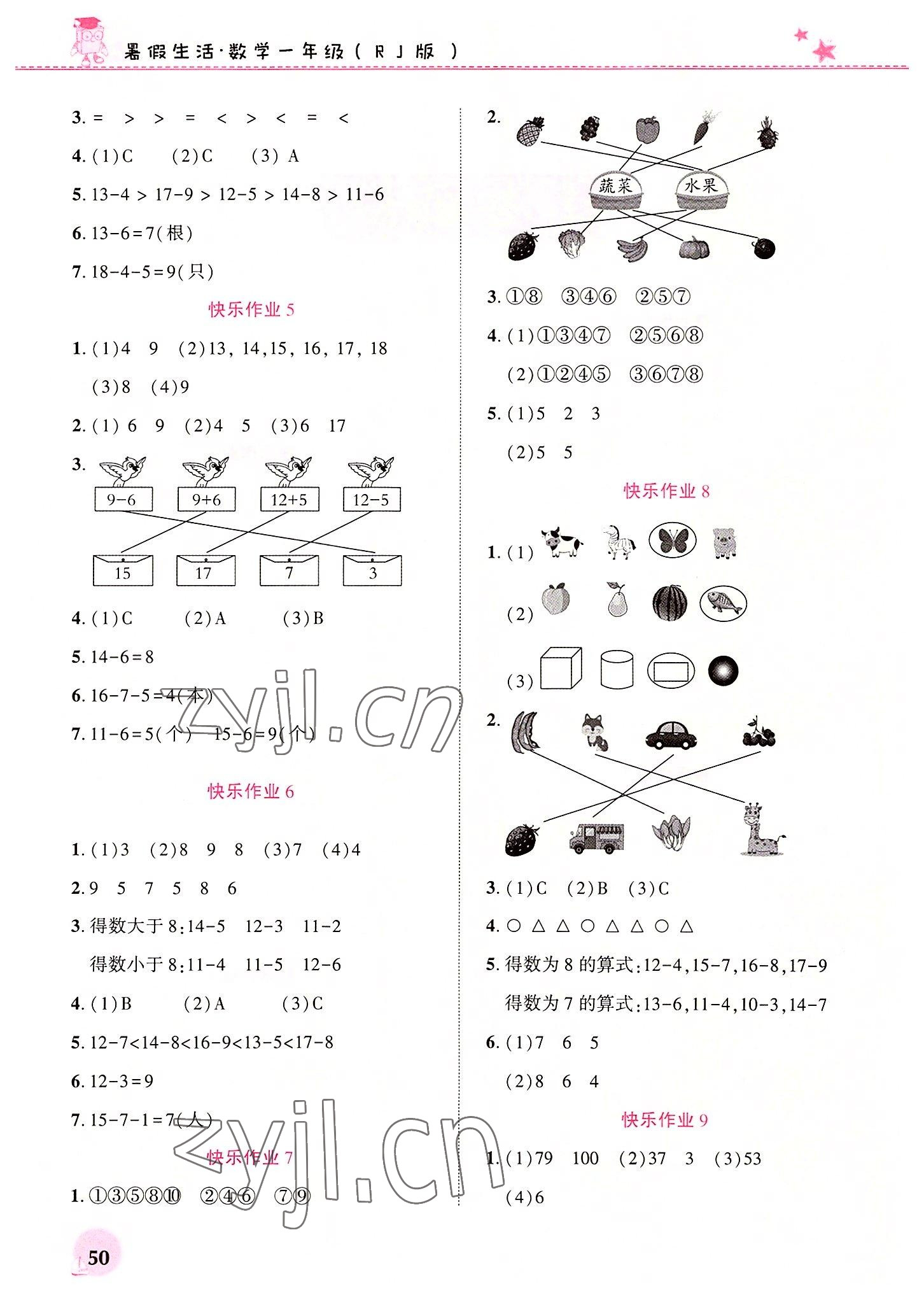 2022年暑假生活河南教育電子音像出版社一年級(jí)數(shù)學(xué)人教版 第2頁