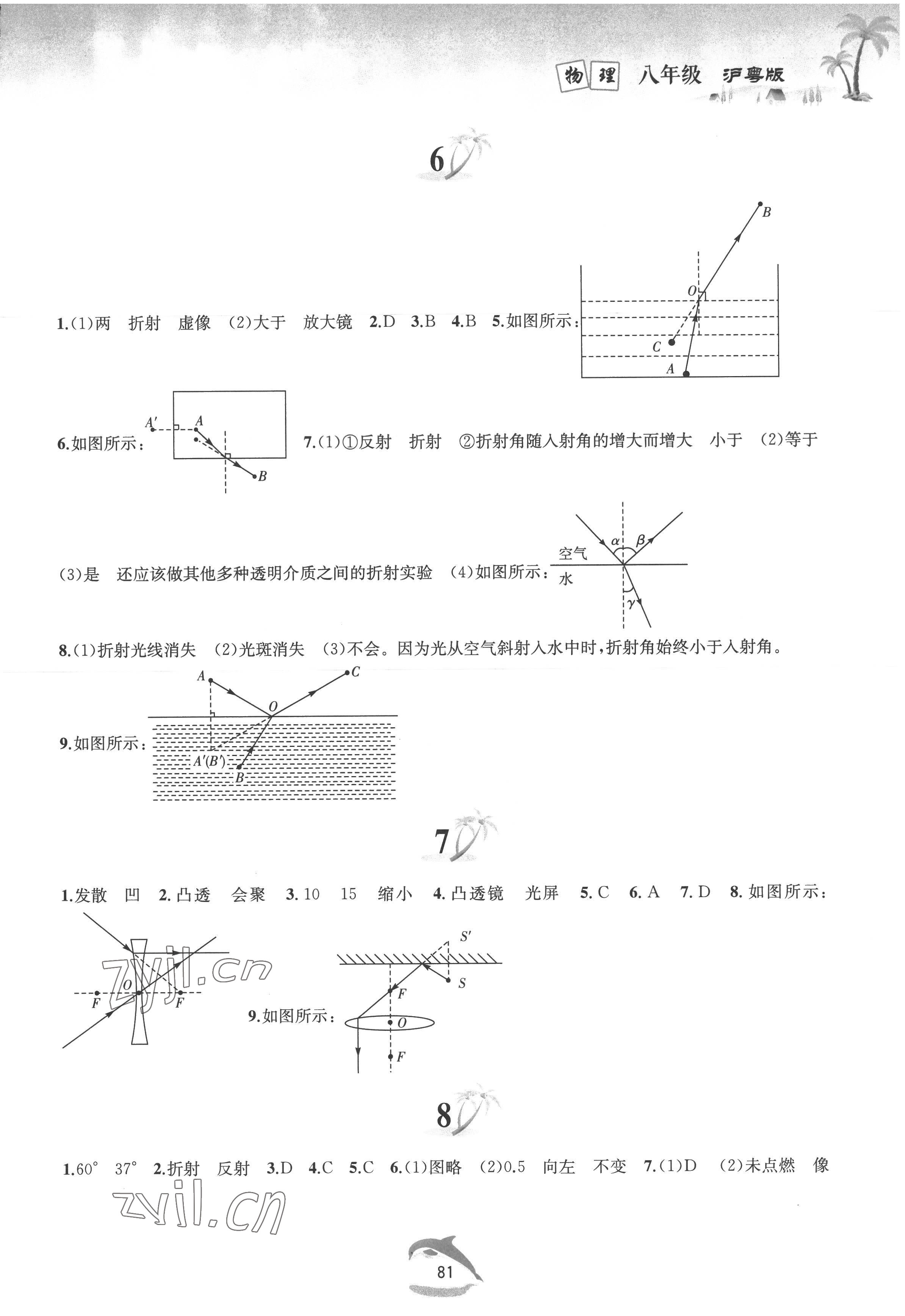 2022年快乐暑假黄山书社八年级物理沪粤版 参考答案第2页