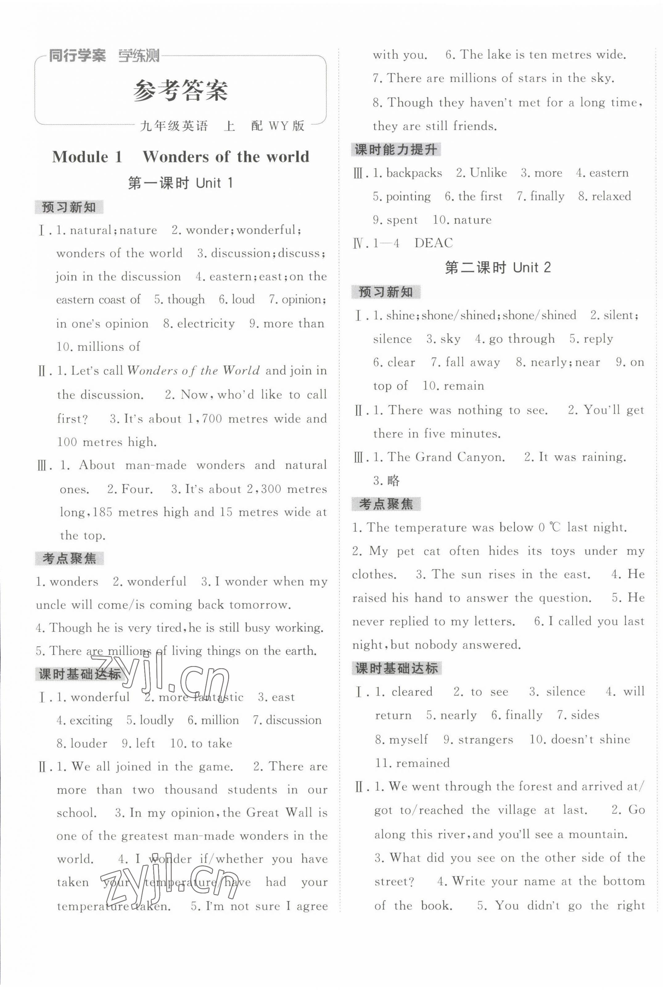 2022年同行學案學練測九年級英語上冊外研版 第1頁