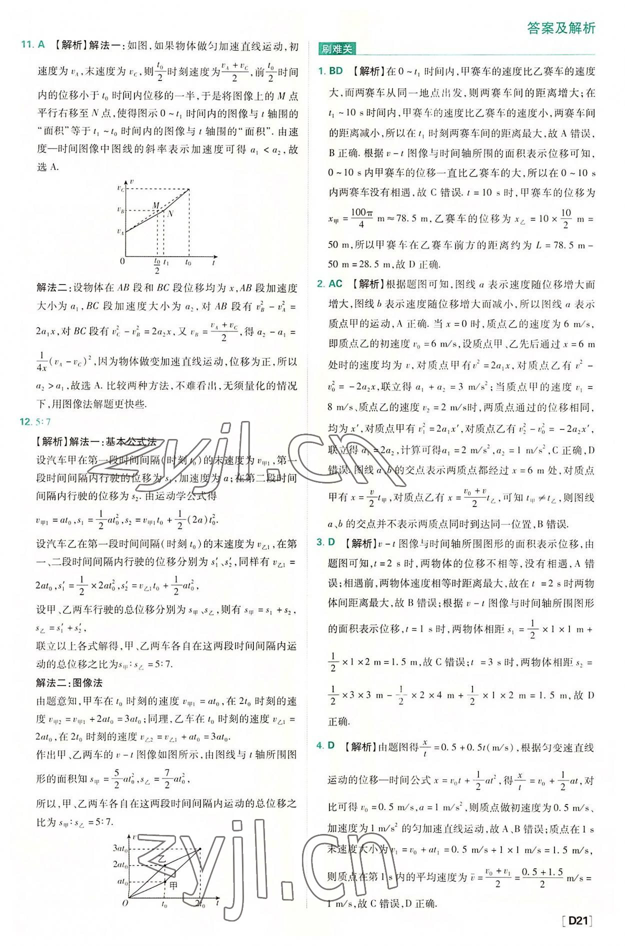 2022年高中必刷题高中物理必修第一册人教版 第21页