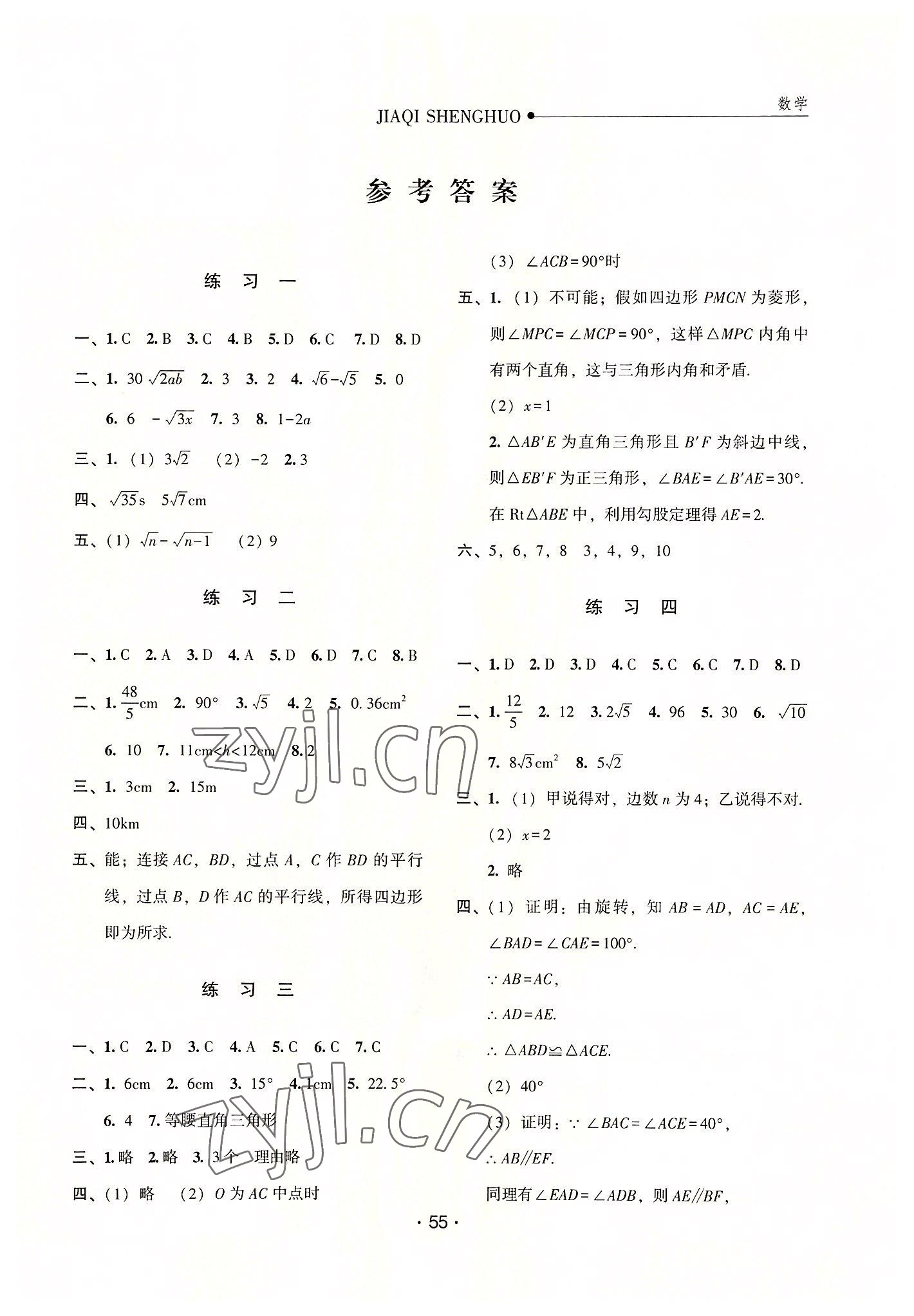 2022年假期生活暑假八年級(jí)數(shù)學(xué)方圓電子音像出版社 第1頁