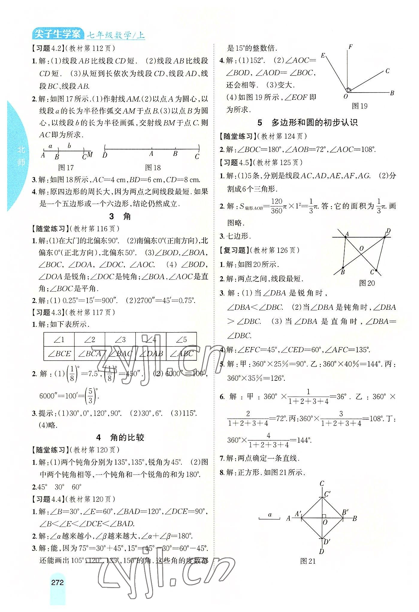 2022年尖子生学案七年级数学上册北师大版 参考答案第9页