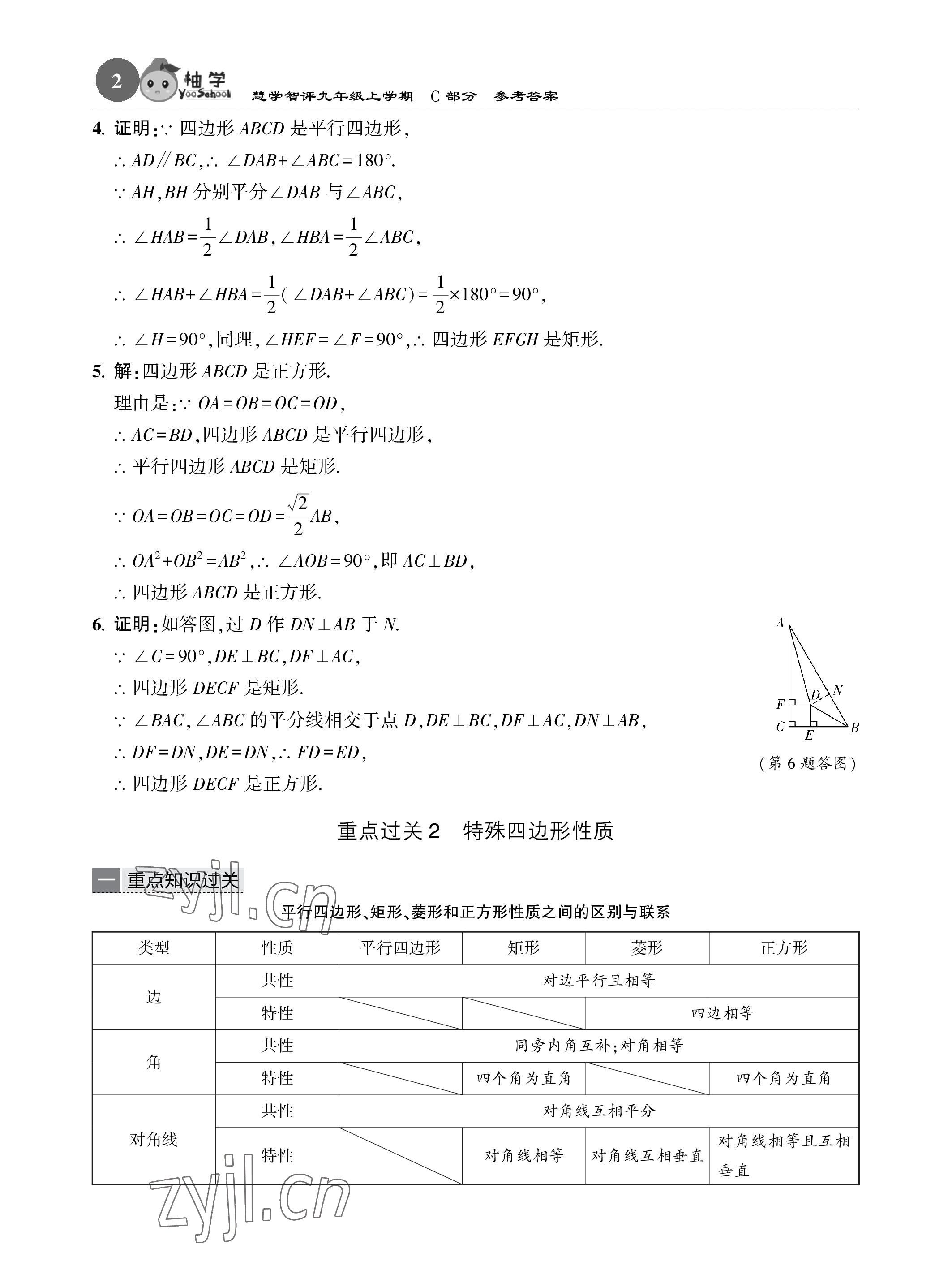 2022年慧學智評九年級數學上冊北師大版 參考答案第33頁
