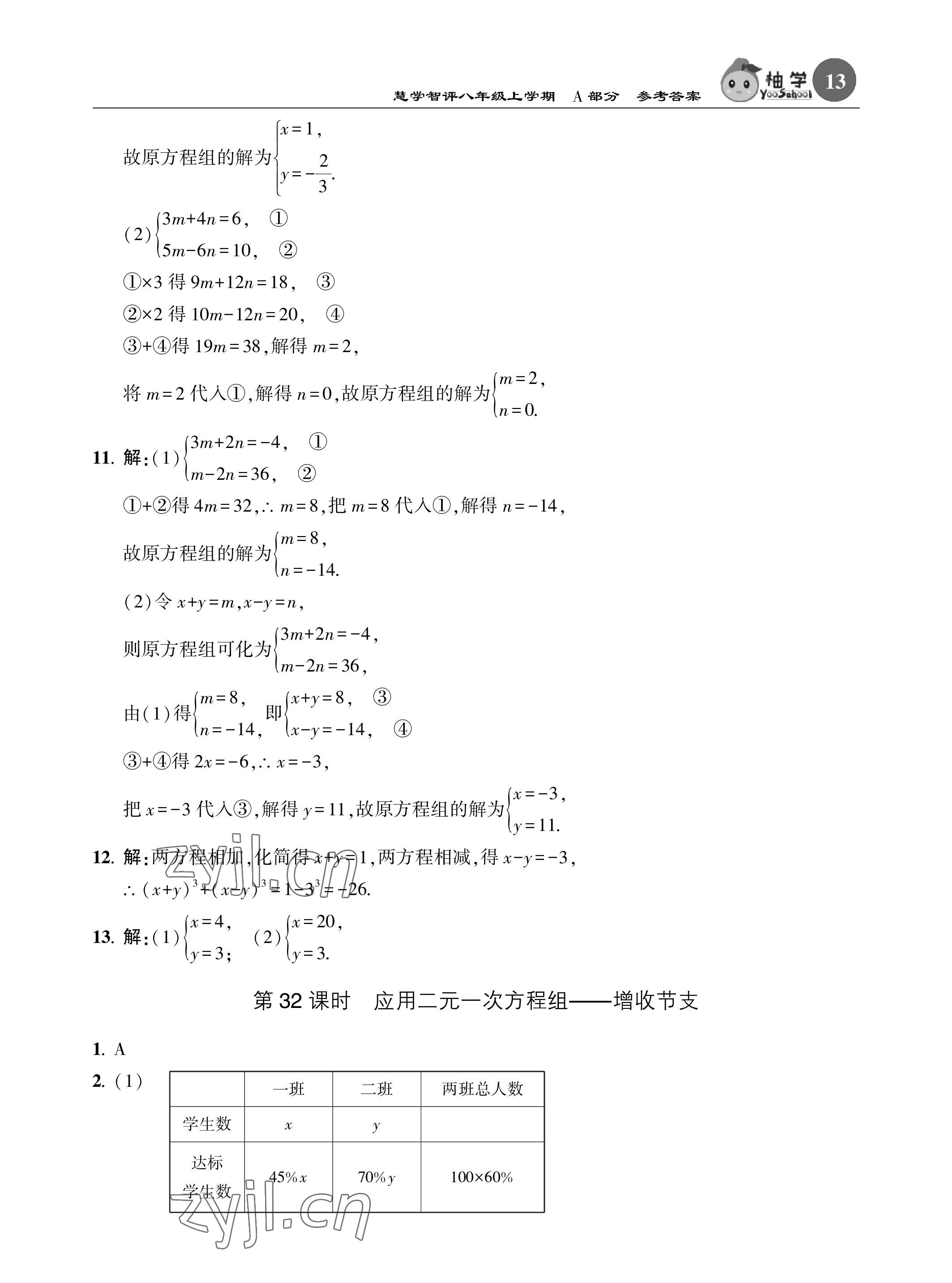 2022年慧學(xué)智評(píng)八年級(jí)數(shù)學(xué)上冊(cè)北師大版 參考答案第13頁(yè)