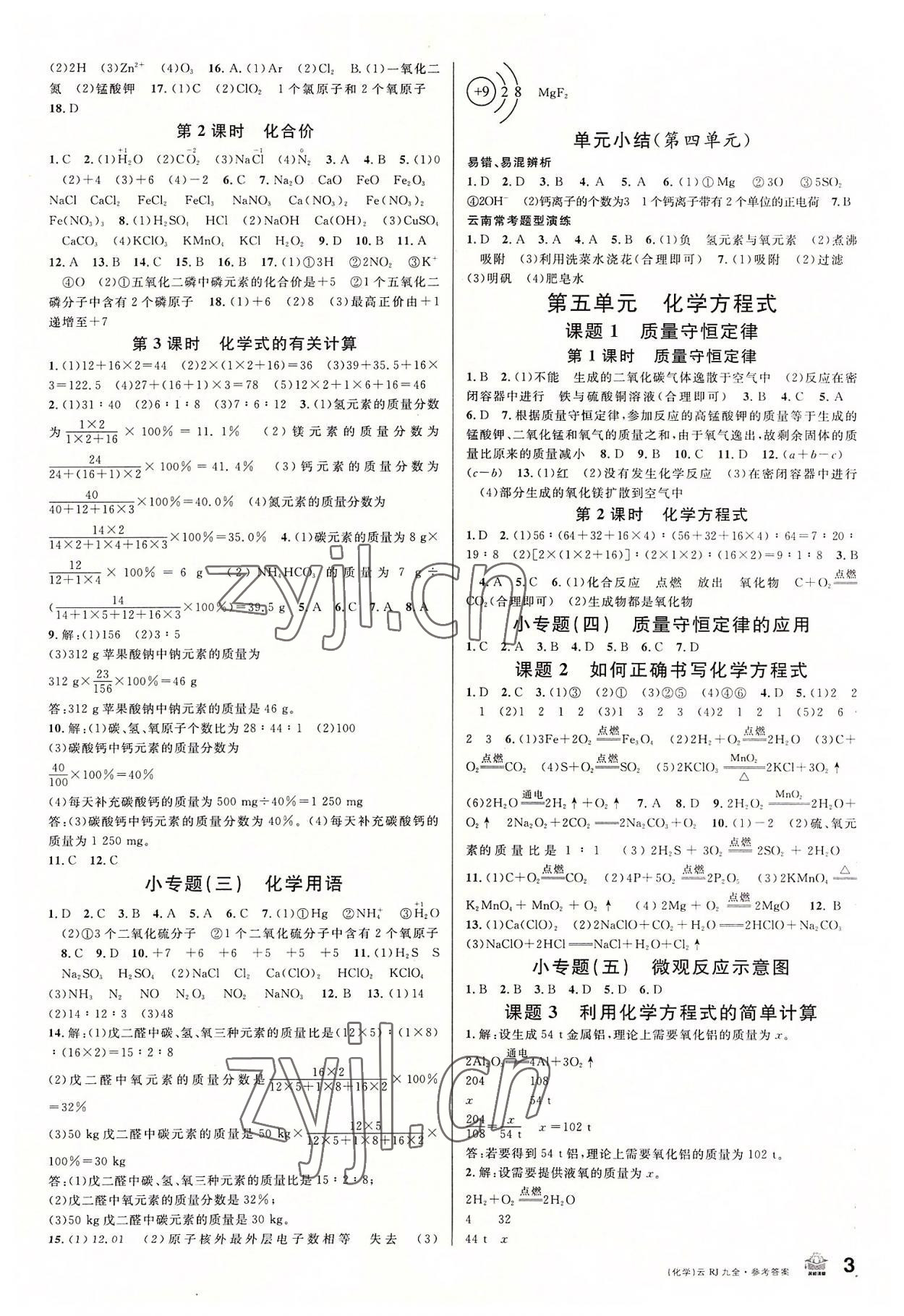 2022年名校課堂九年級化學(xué)全一冊人教版云南專版 第3頁