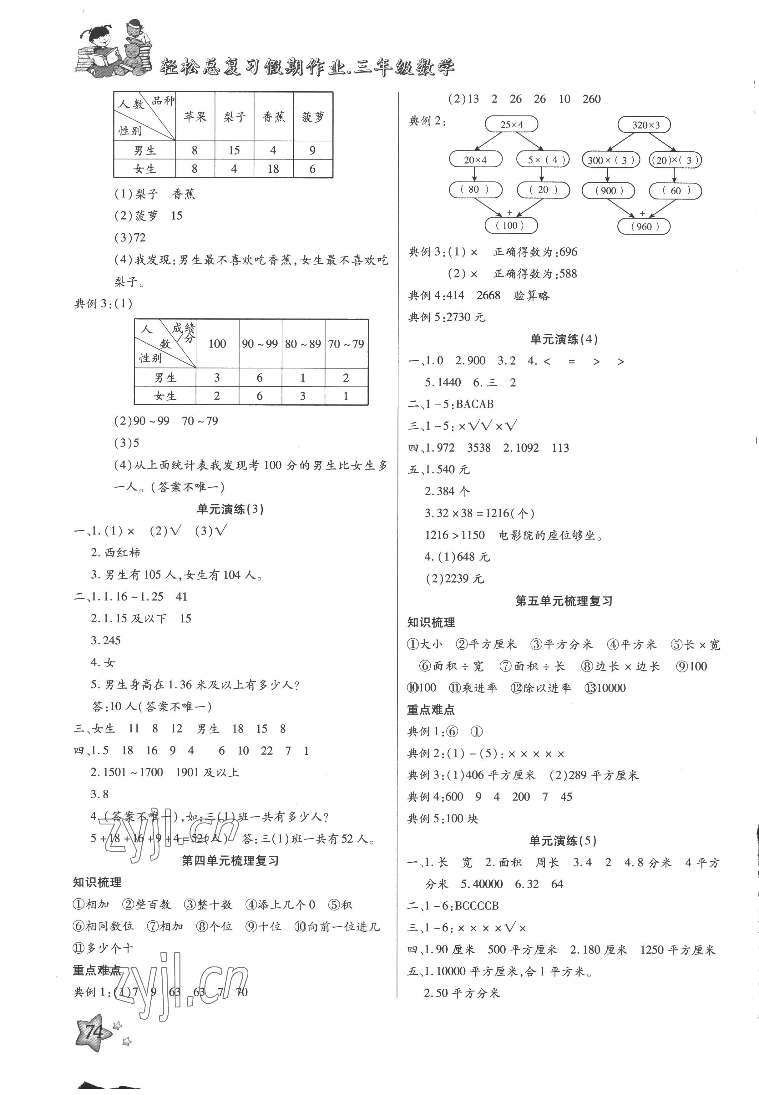 2022年轻松总复习假期作业三年级数学人教版暑假 第2页