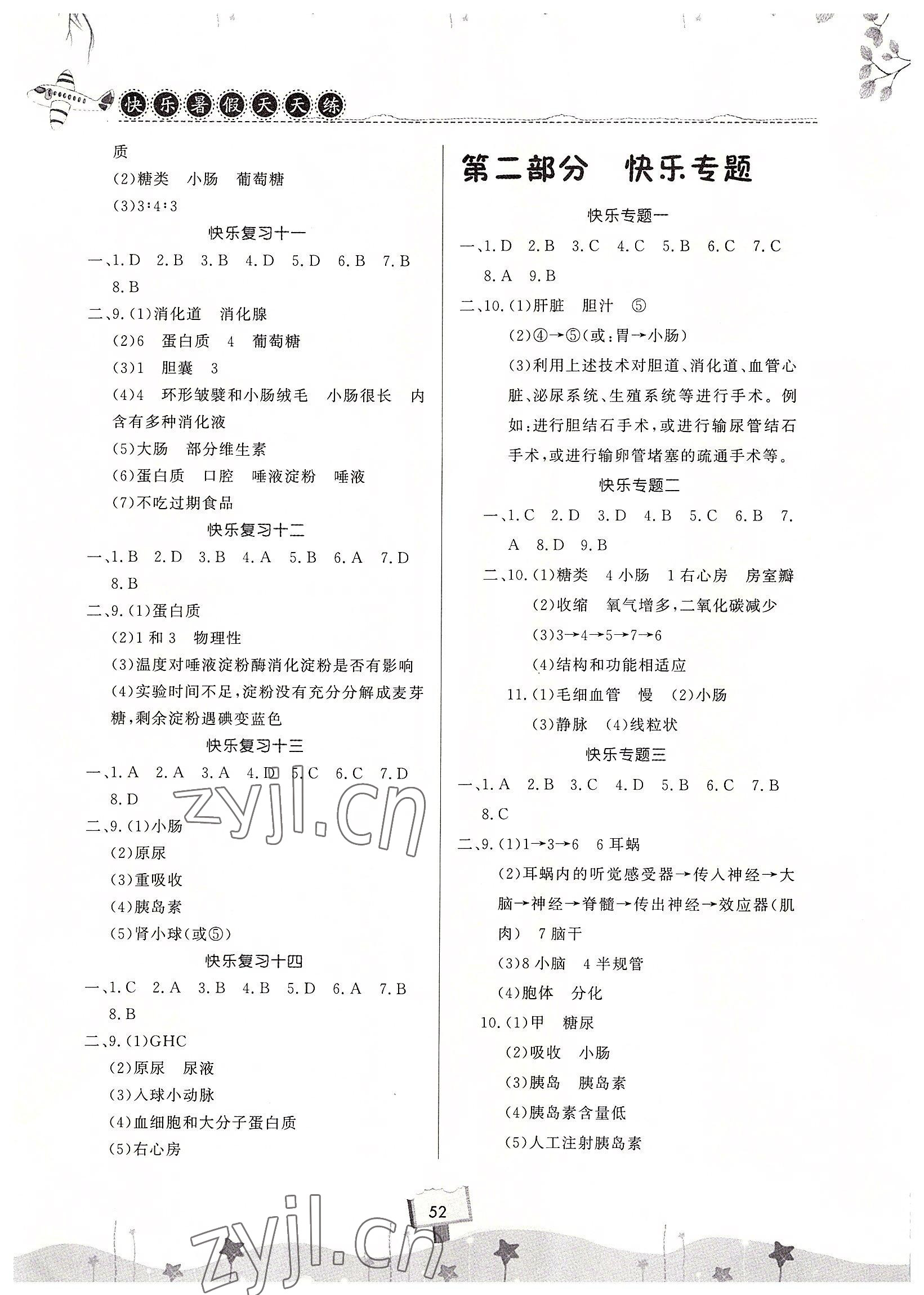 2022年快乐暑假天天练七年级生物 第2页