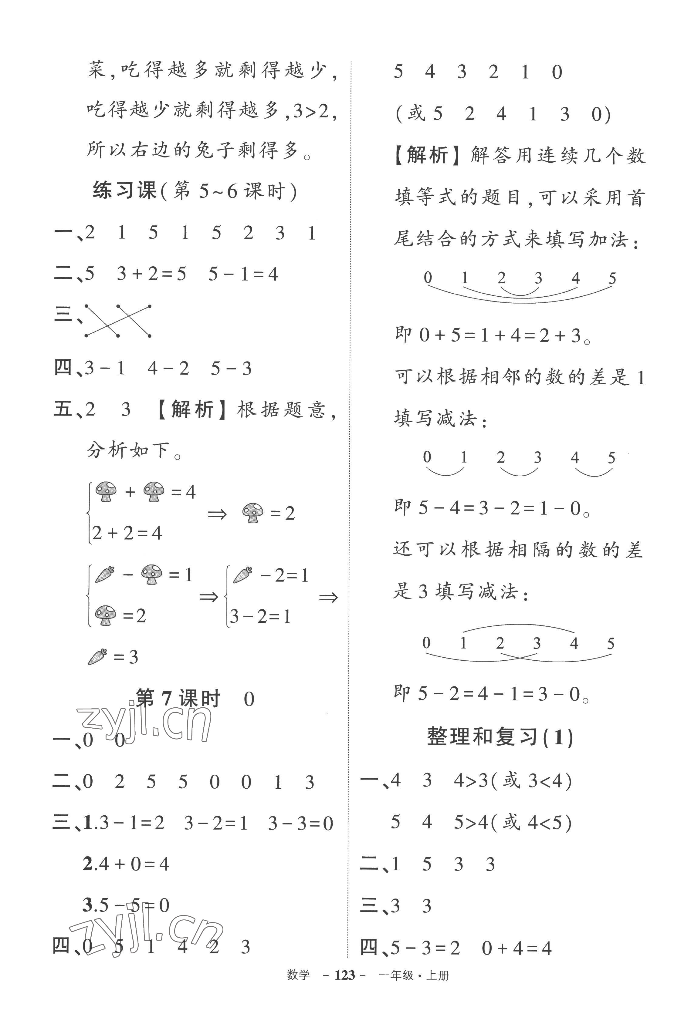 2022年?duì)钤刹怕穭?chuàng)優(yōu)作業(yè)100分一年級(jí)數(shù)學(xué)上冊(cè)人教版湖南專版 參考答案第5頁(yè)