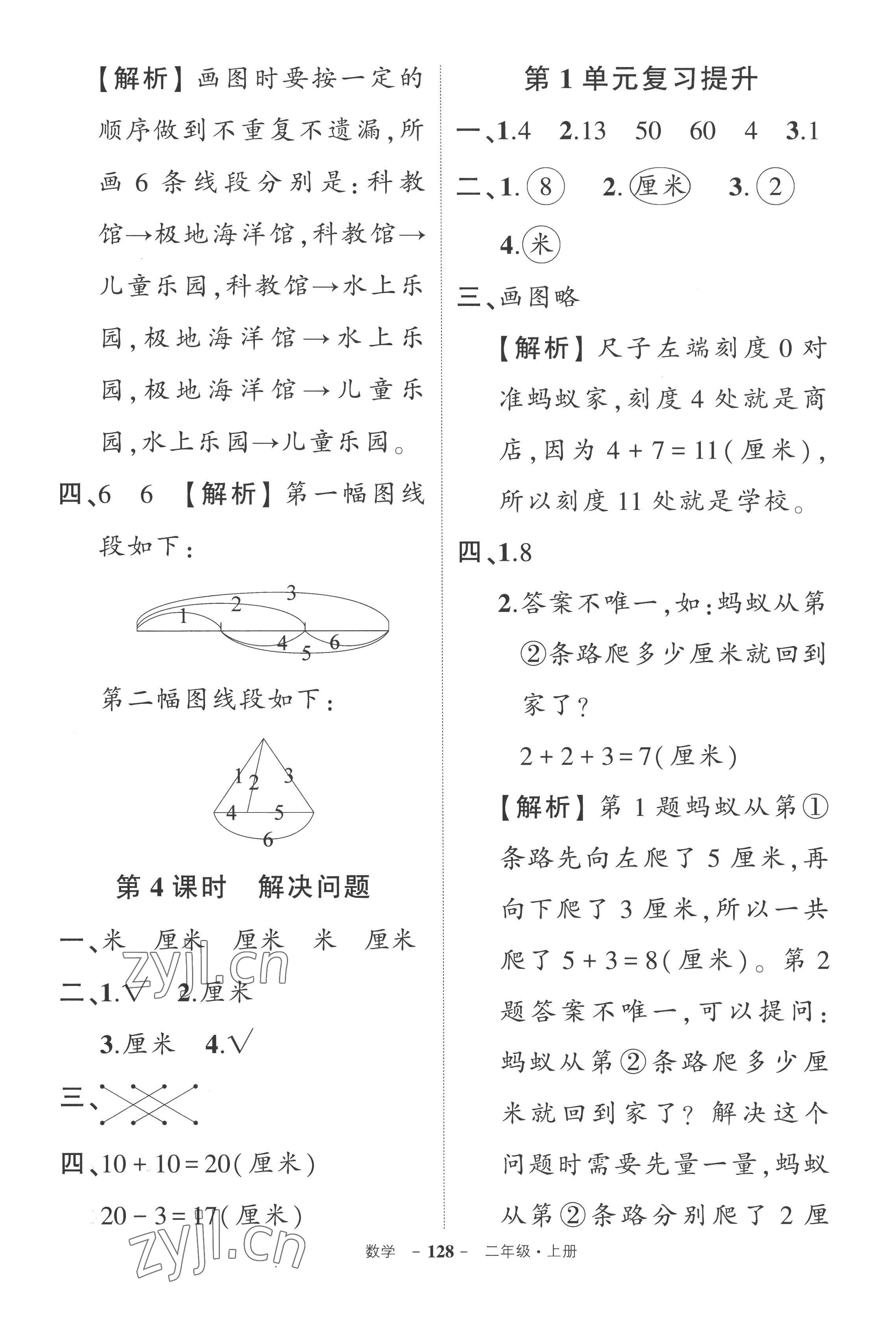 2022年状元成才路创优作业100分二年级数学上册人教版湖南专版 参考答案第2页