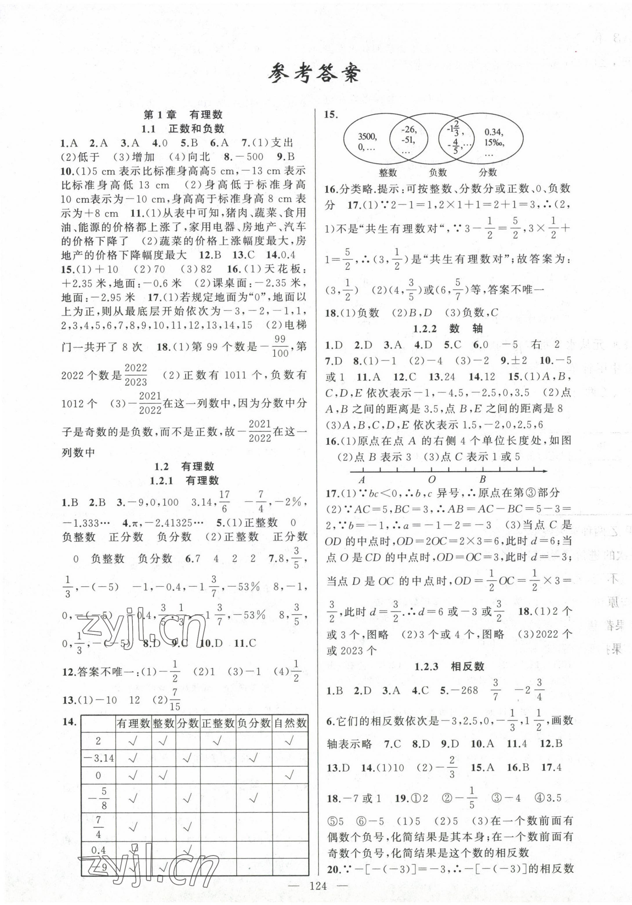 2022年原创新课堂七年级数学上册人教版 第1页