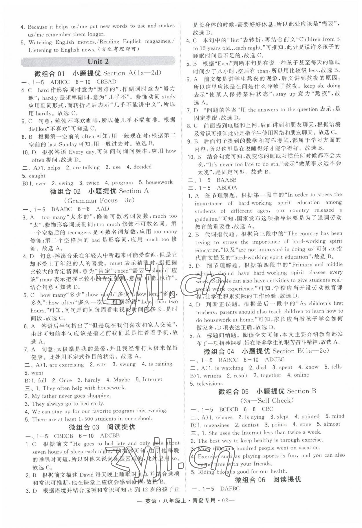 2022年學(xué)霸組合訓(xùn)練八年級(jí)英語(yǔ)上冊(cè)人教版青島專版 第2頁(yè)