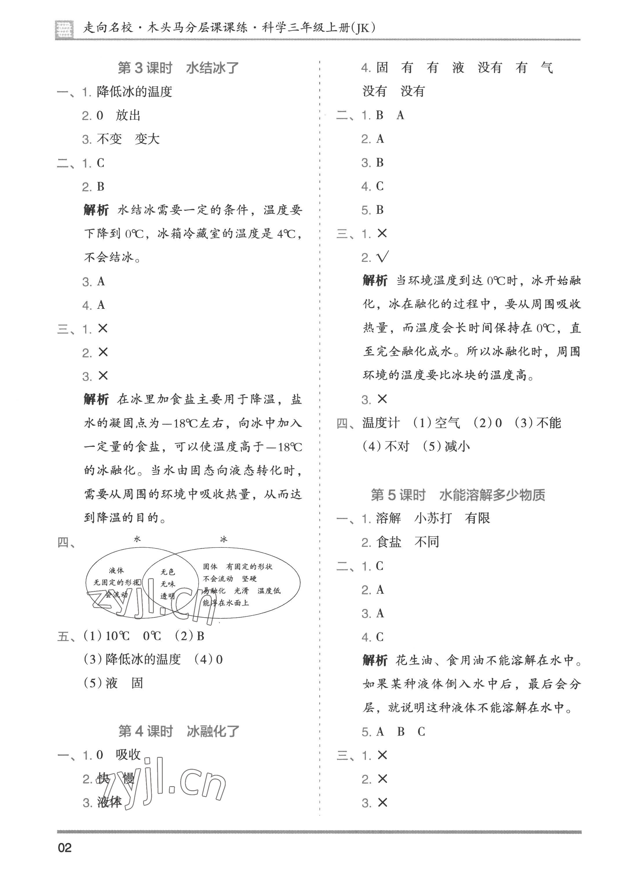 2022年木頭馬分層課課練三年級科學(xué)上冊教科版 參考答案第2頁