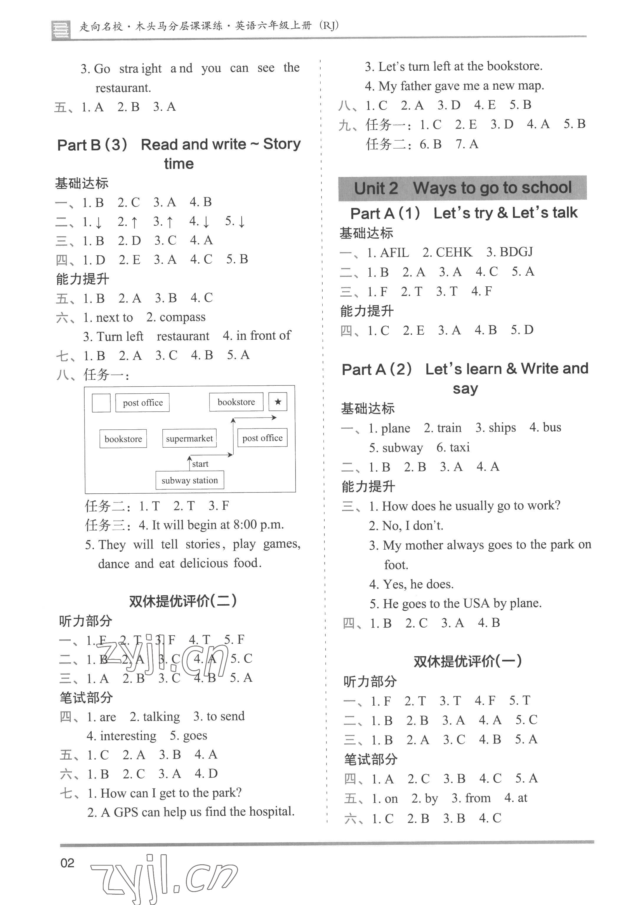 2022年木頭馬分層課課練六年級英語上冊人教版 第2頁