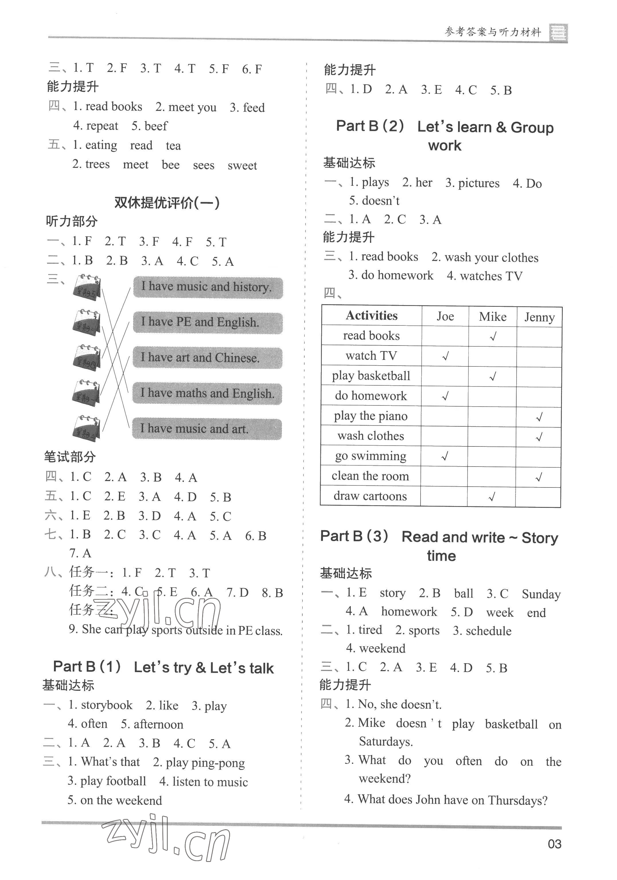 2022年木頭馬分層課課練五年級英語上冊人教版 第3頁