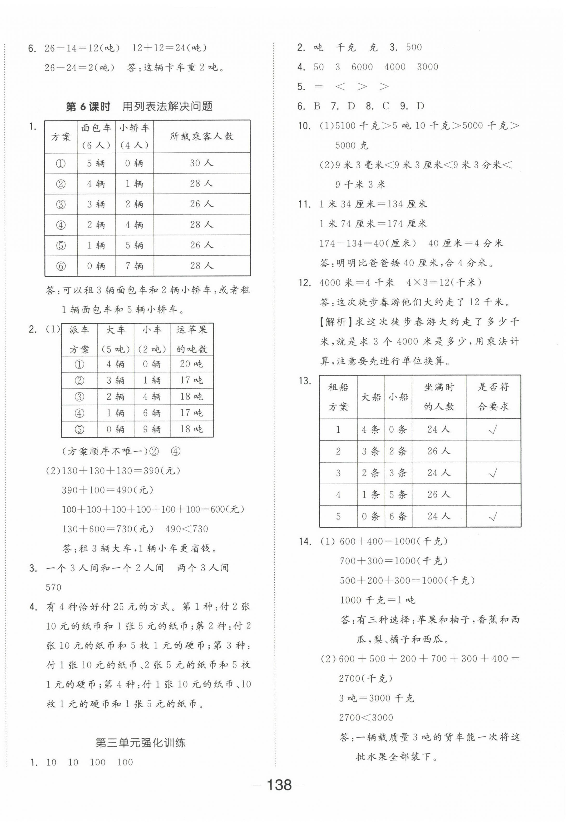 2022年全品學(xué)練考三年級數(shù)學(xué)上冊人教版 參考答案第6頁