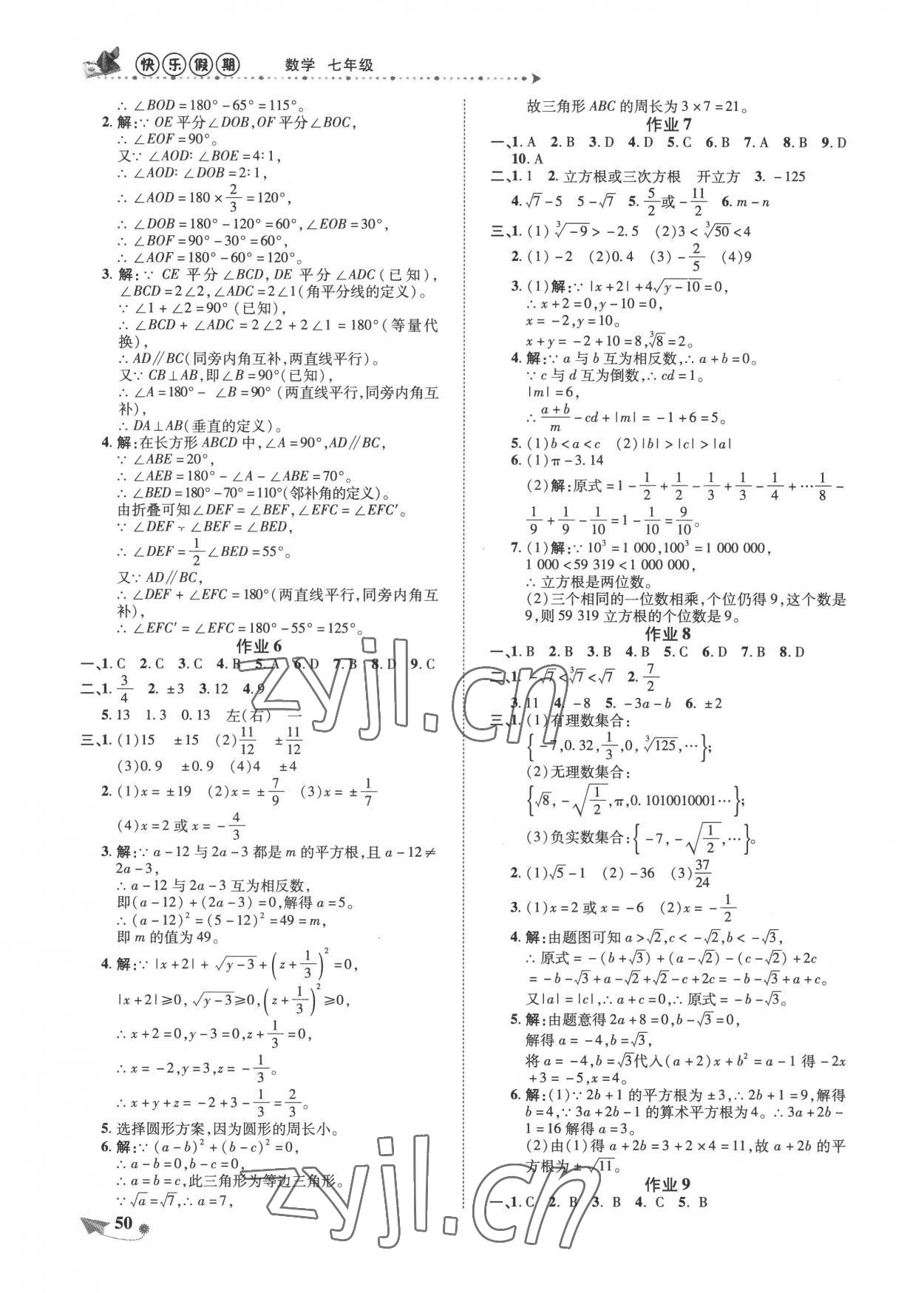 2022年提優(yōu)作業(yè)快樂假期七年級數學 第2頁