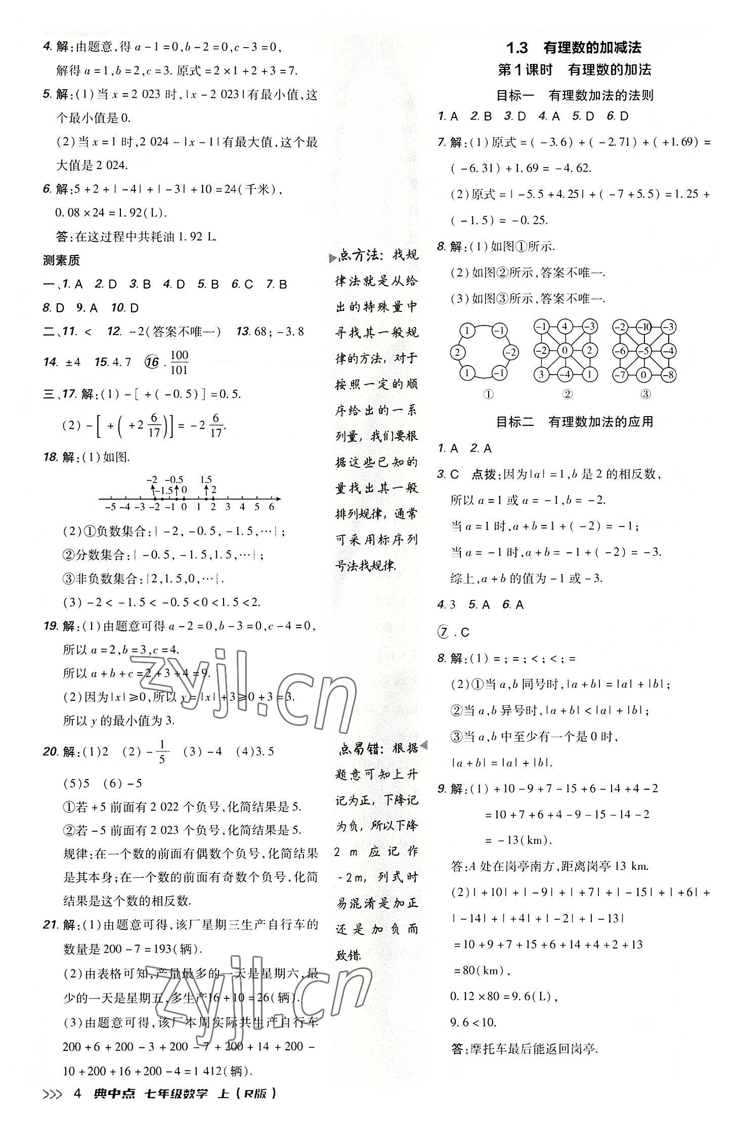 2022年综合应用创新题典中点七年级数学上册人教版 参考答案第4页