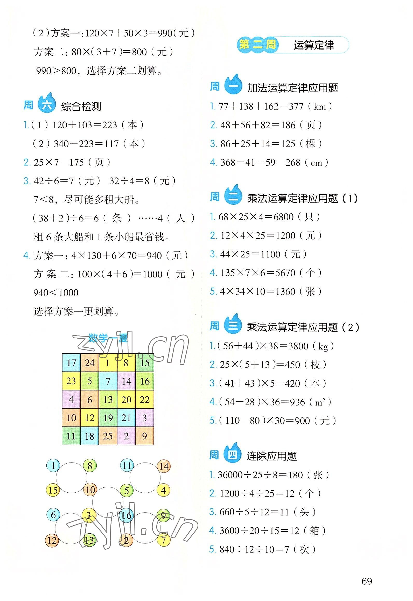 2022年开心教育暑假应用题四年级数学 参考答案第2页