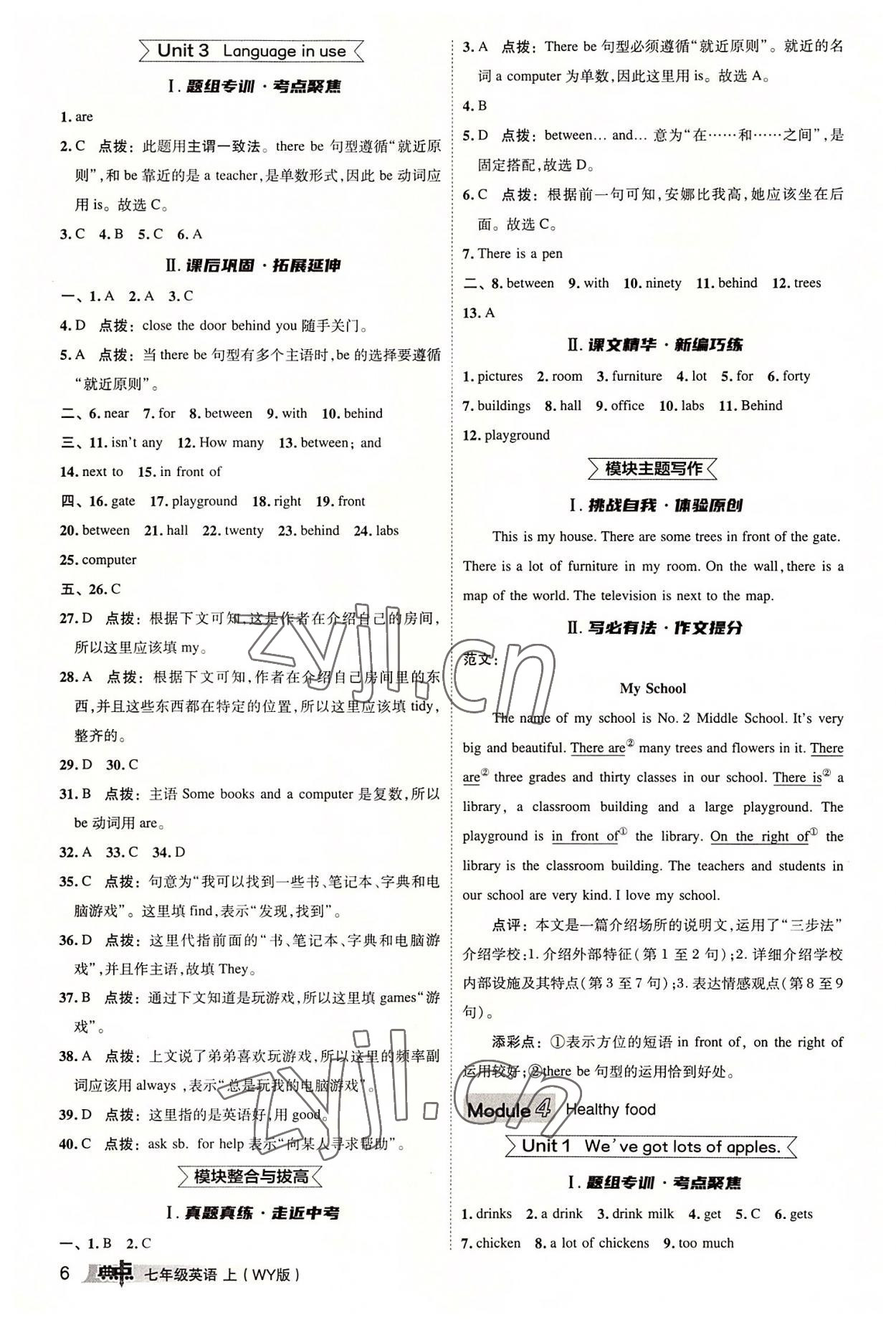 2022年綜合應(yīng)用創(chuàng)新題典中點(diǎn)七年級(jí)英語上冊(cè)外研版 參考答案第6頁