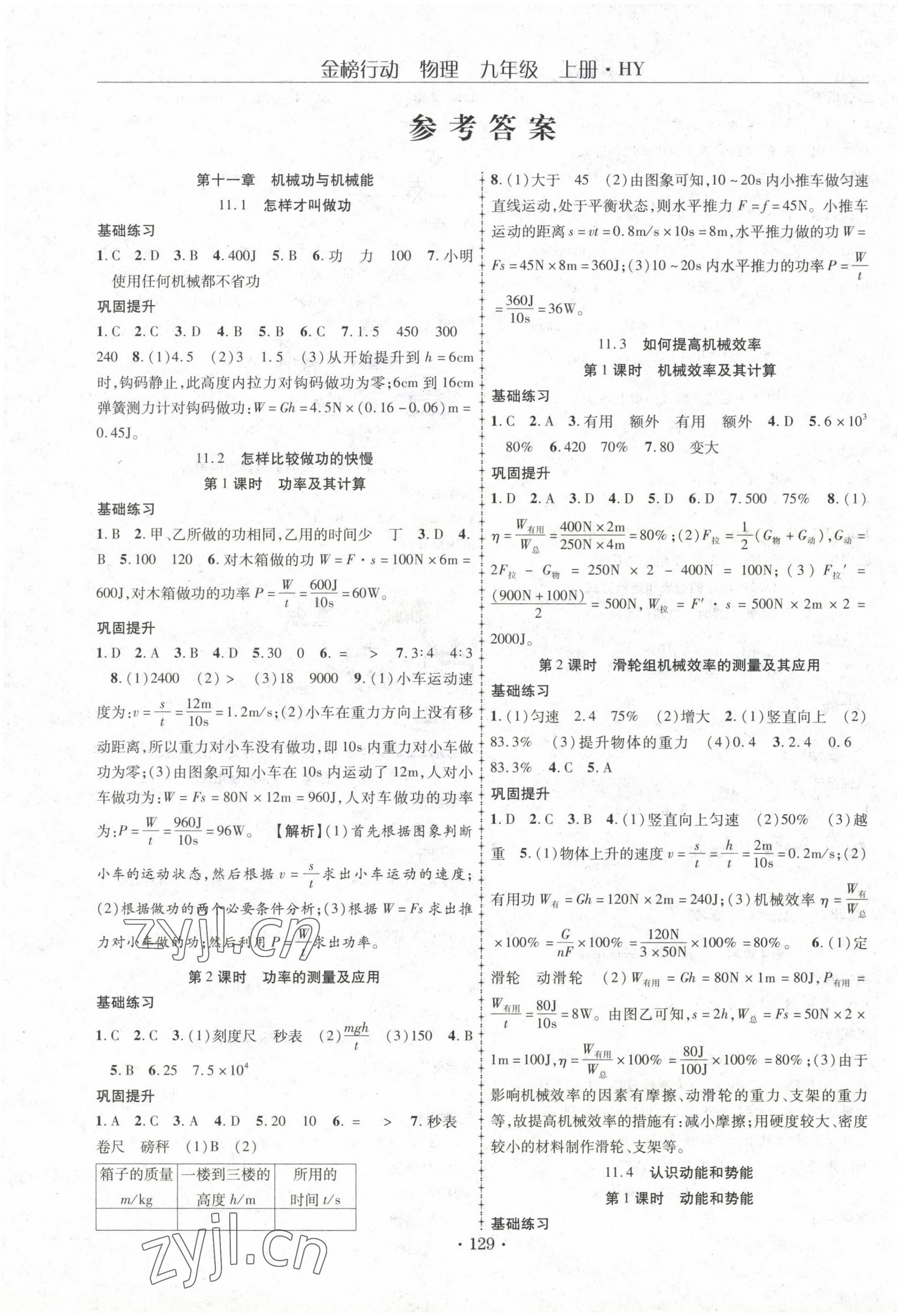 2022年金榜行動(dòng)九年級(jí)物理上冊(cè)滬粵版 第1頁(yè)