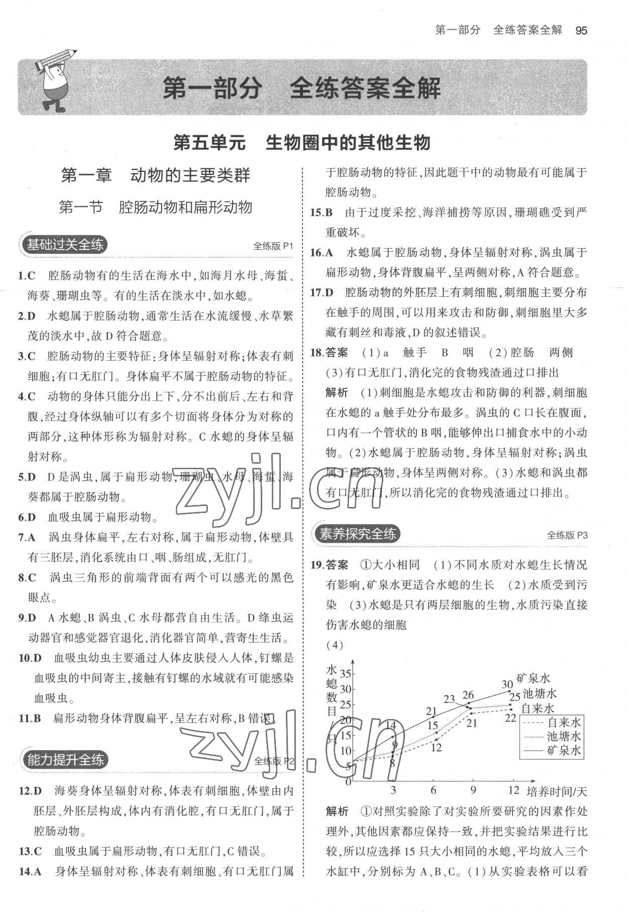 2022年5年中考3年模拟八年级生物上册人教版 参考答案第1页