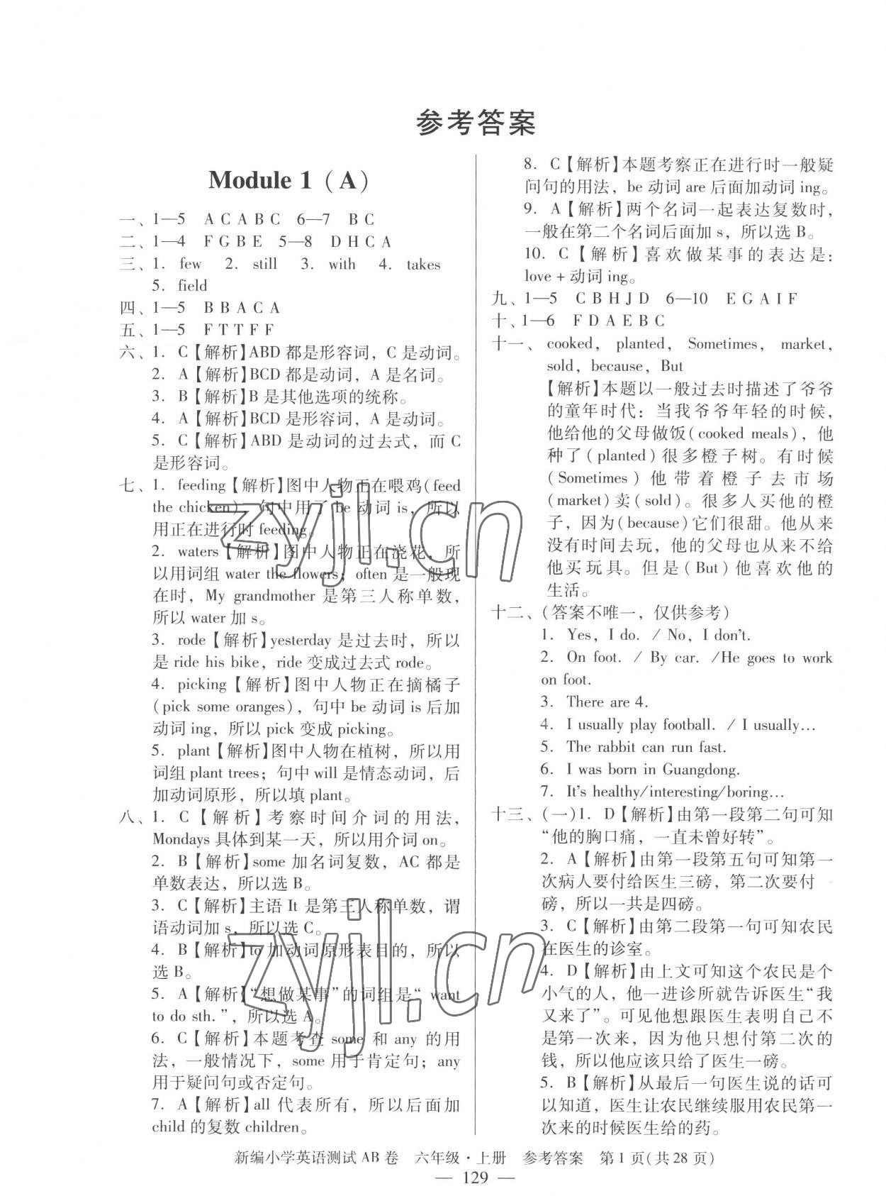 2022年小学英语测试AB卷六年级上册教科版广州专版 第1页