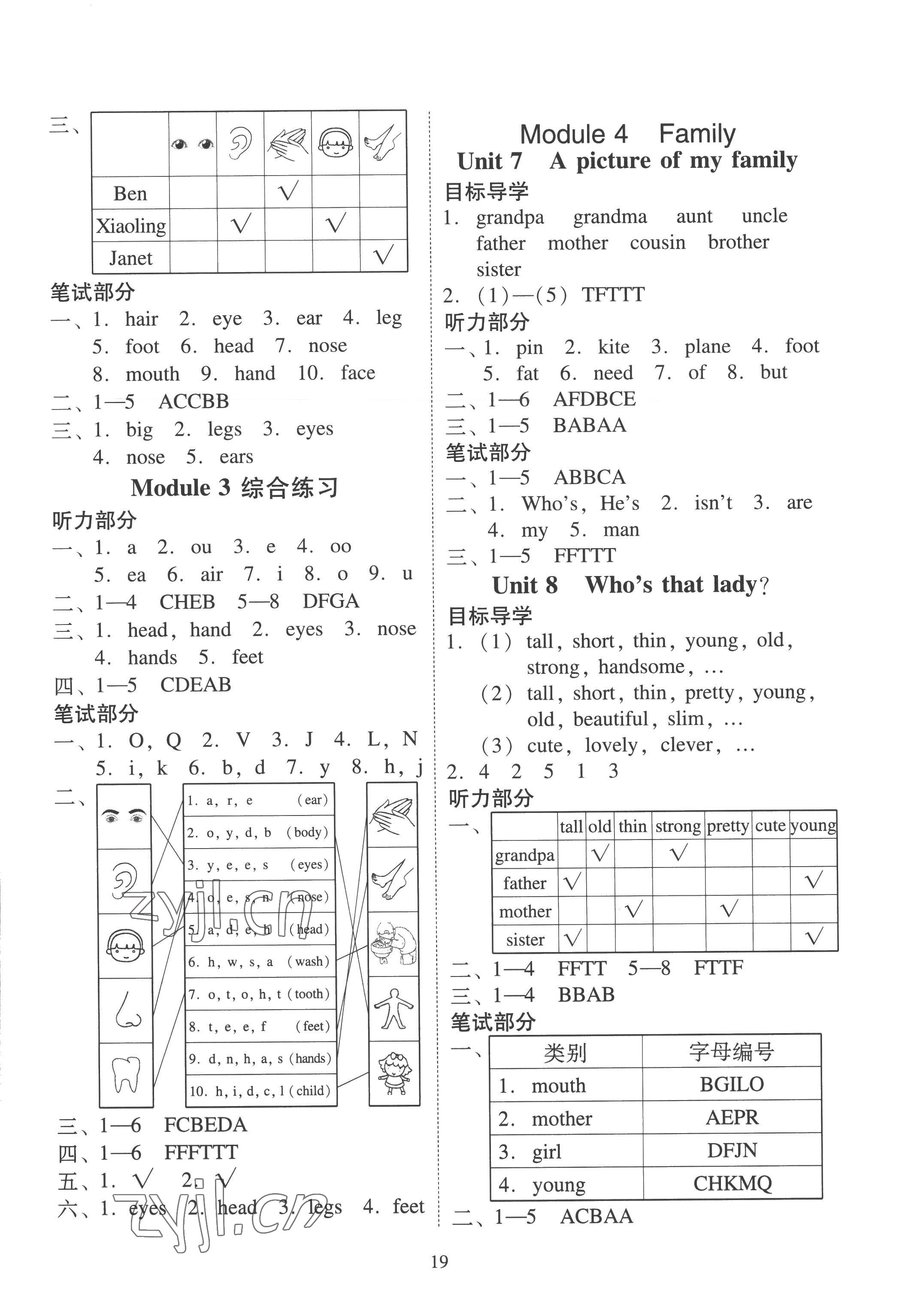 2022年目標實施手冊三年級英語上冊教科版廣州專版 參考答案第3頁