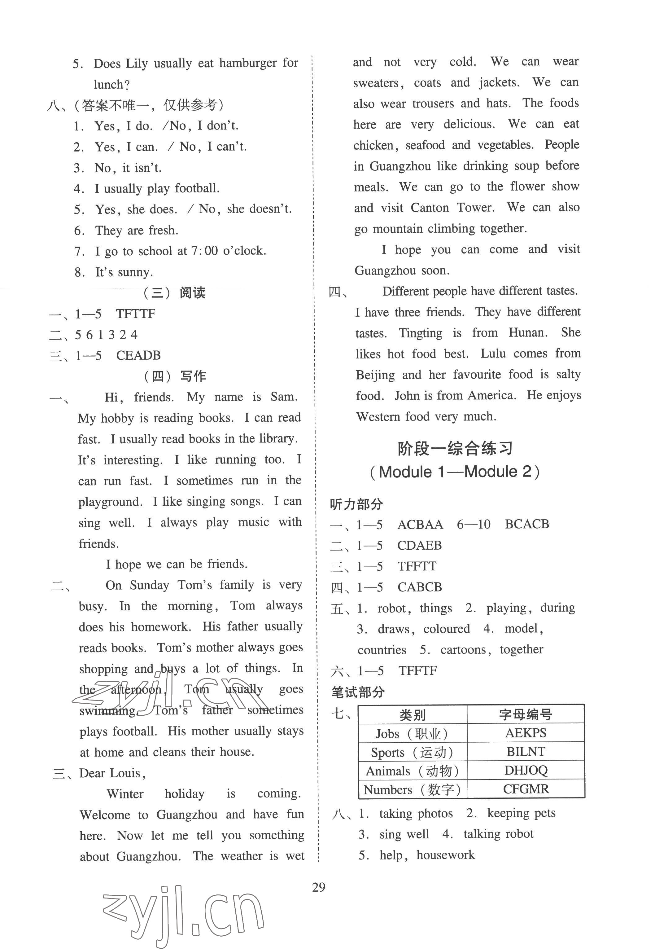 2022年目标实施手册五年级英语上册教科版广州专版 参考答案第9页