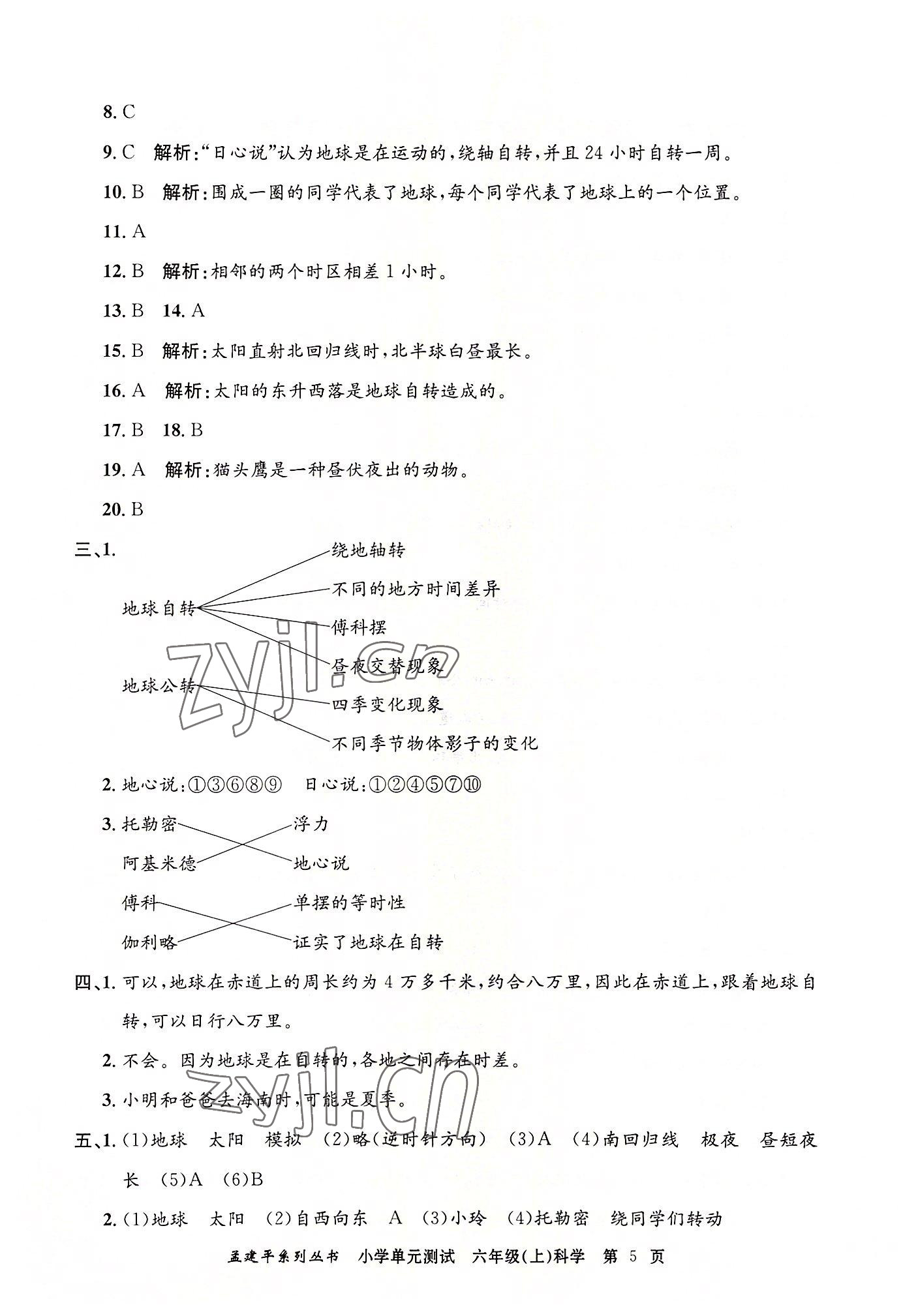 2022年孟建平單元測試六年級科學(xué)上冊教科版 第5頁