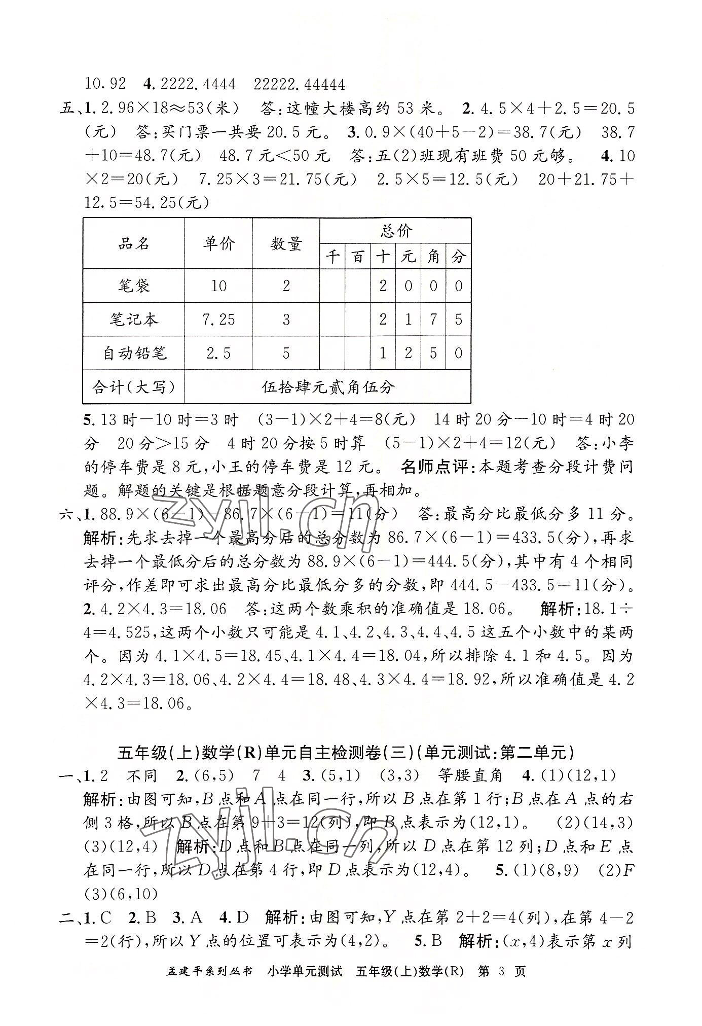 2022年孟建平單元測試五年級(jí)數(shù)學(xué)上冊(cè)人教版 第3頁