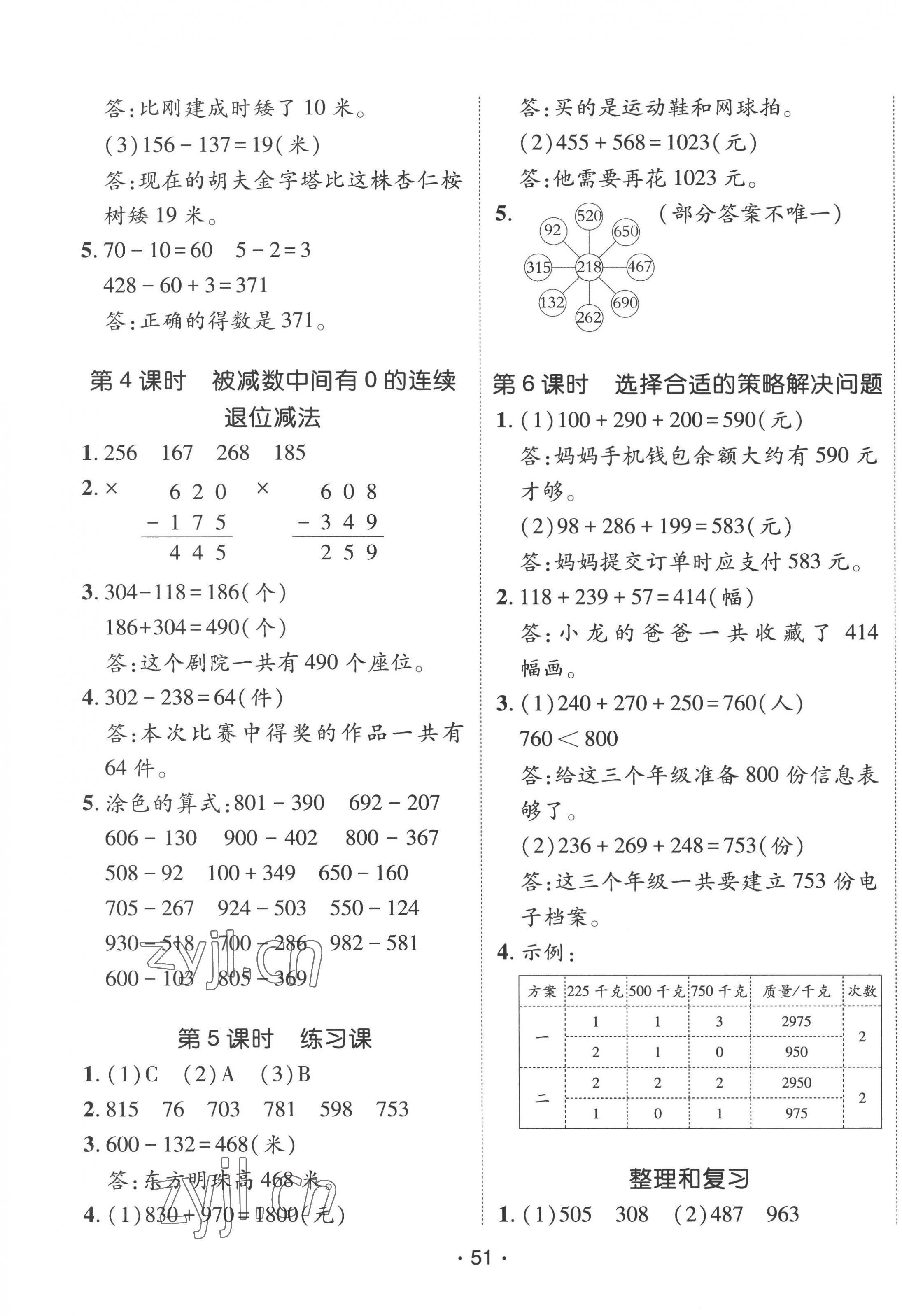 2022年同行课课100分过关作业三年级数学上册人教版 第7页