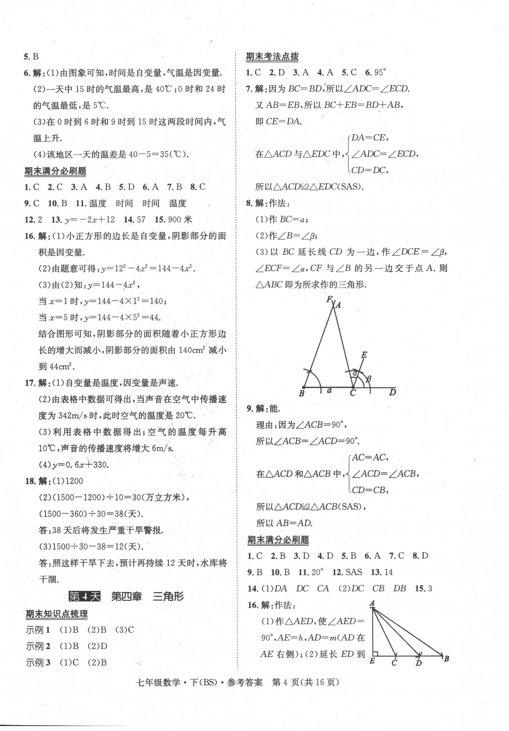 2022年學(xué)期總復(fù)習(xí)長江出版七年級數(shù)學(xué)下冊北師大版 第4頁