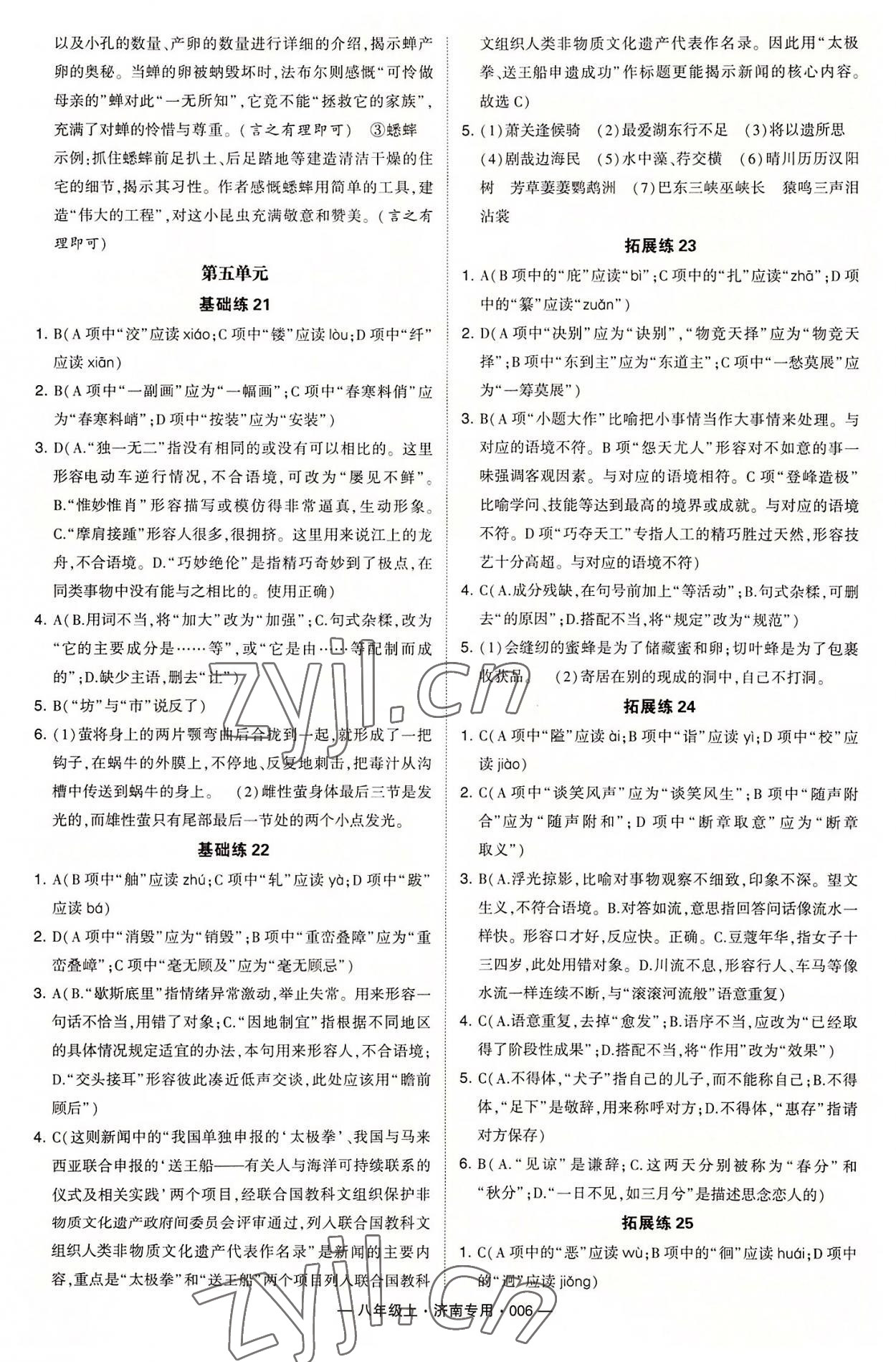 2022年學(xué)霸組合訓(xùn)練八年級語文上冊人教版濟(jì)南專版 第6頁