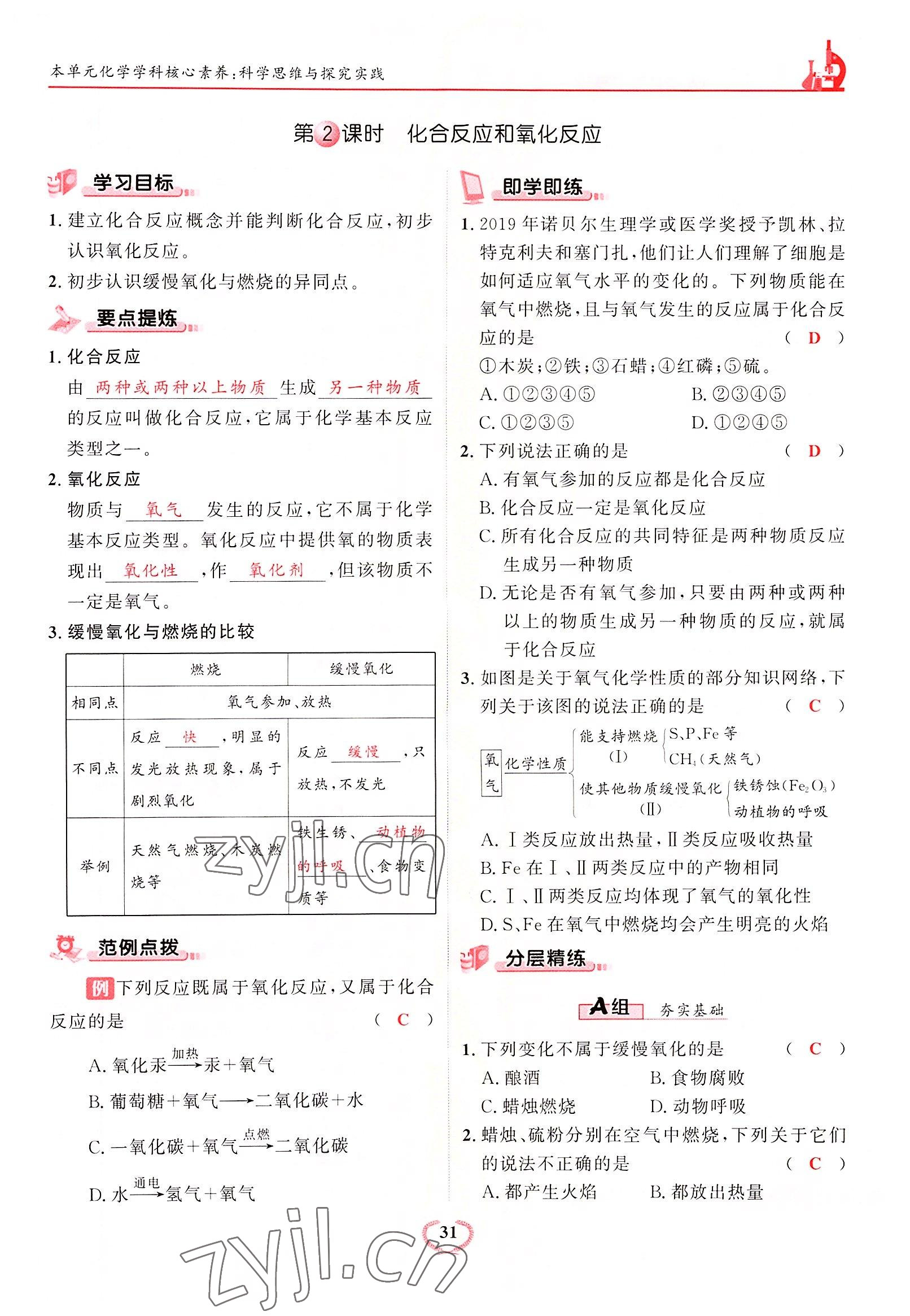 2022年驕子1號(hào)九年級(jí)化學(xué)上冊(cè)人教版 參考答案第31頁(yè)