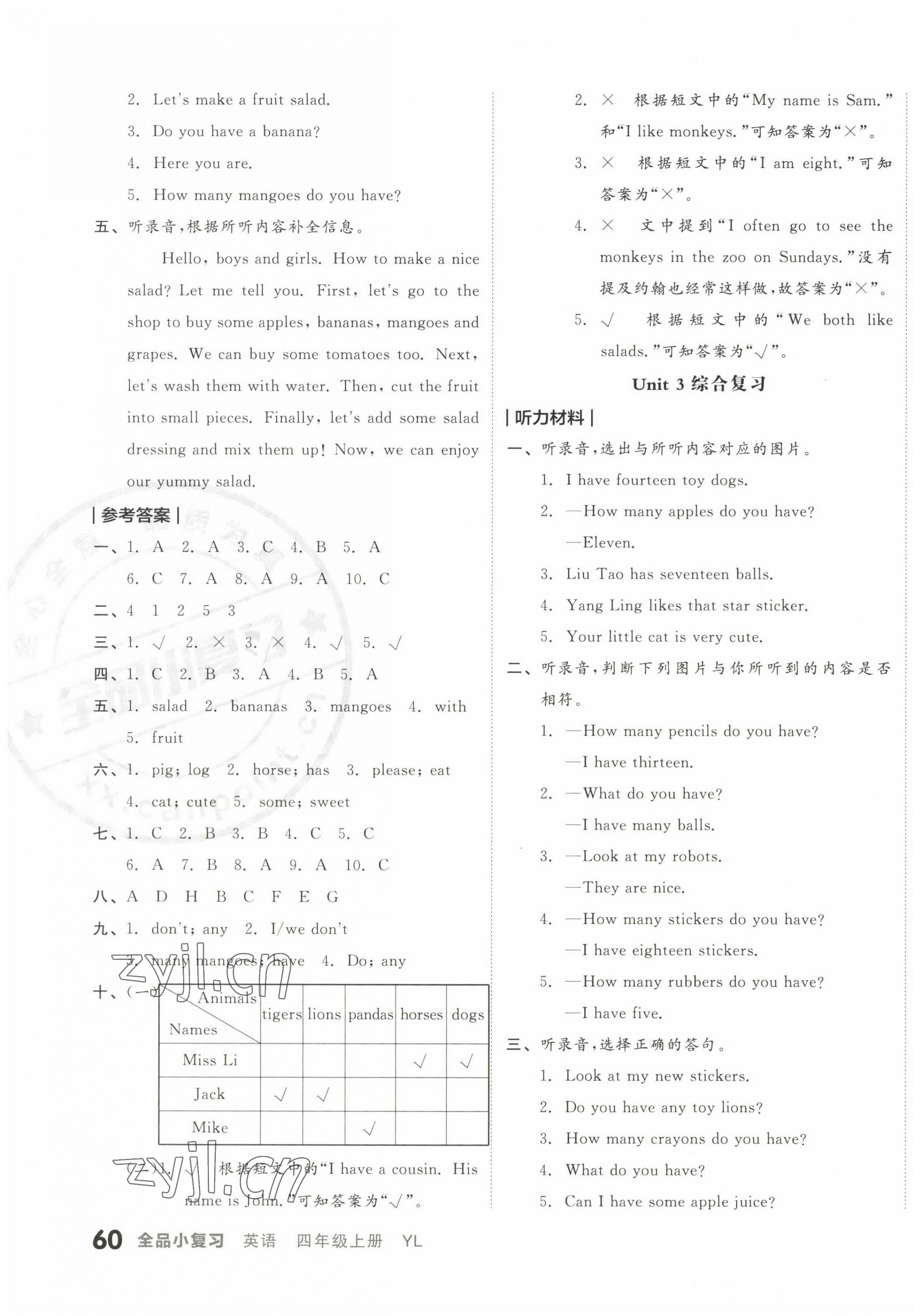 2022年全品小复习四年级英语上册译林版 第3页