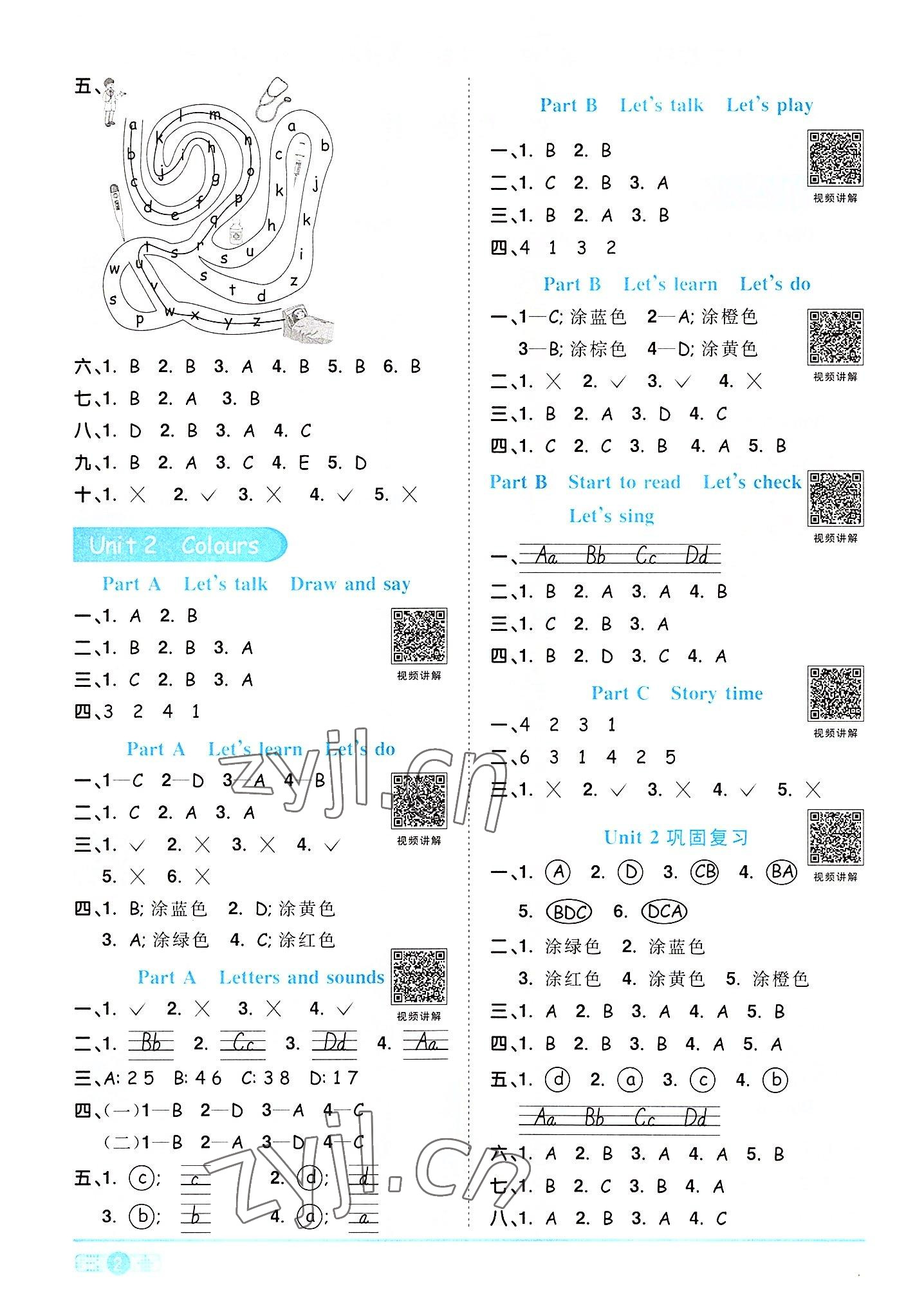 2022年陽光同學課時達標訓練三年級英語上冊人教PEP版浙江專版 第2頁