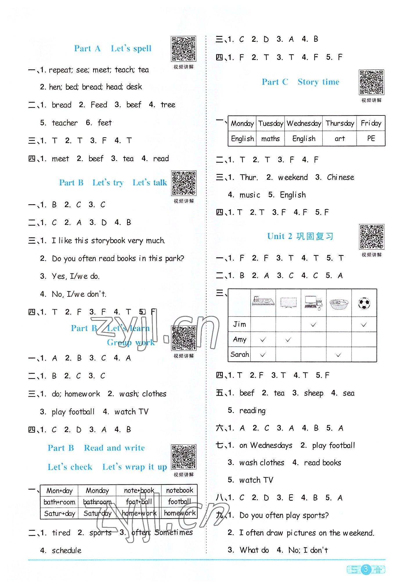 2022年陽光同學(xué)課時達標(biāo)訓(xùn)練五年級英語上冊人教PEP版浙江專版 第3頁