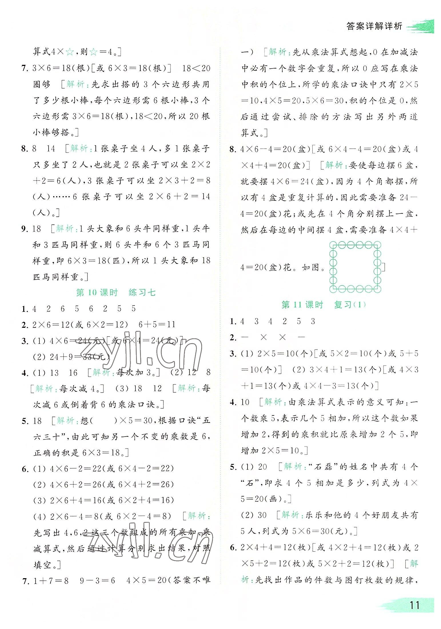 2022年亮點(diǎn)給力提優(yōu)班多維互動(dòng)空間二年級(jí)數(shù)學(xué)上冊(cè)蘇教版 參考答案第11頁(yè)