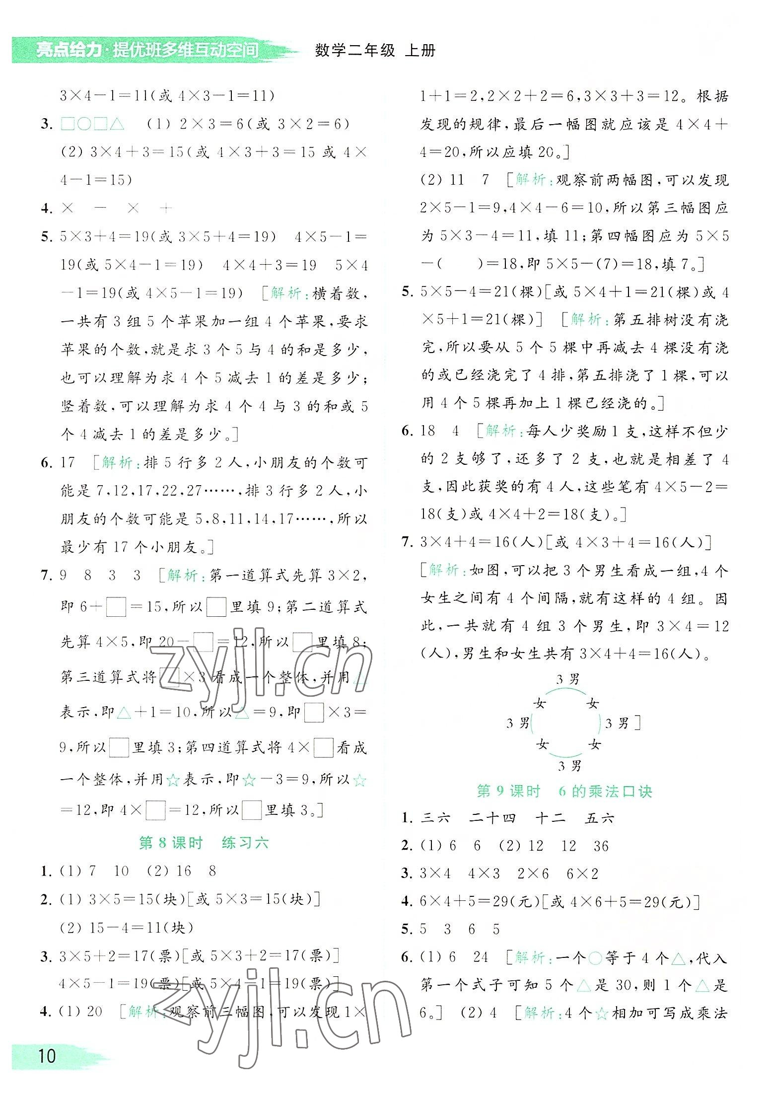 2022年亮點(diǎn)給力提優(yōu)班多維互動空間二年級數(shù)學(xué)上冊蘇教版 參考答案第10頁